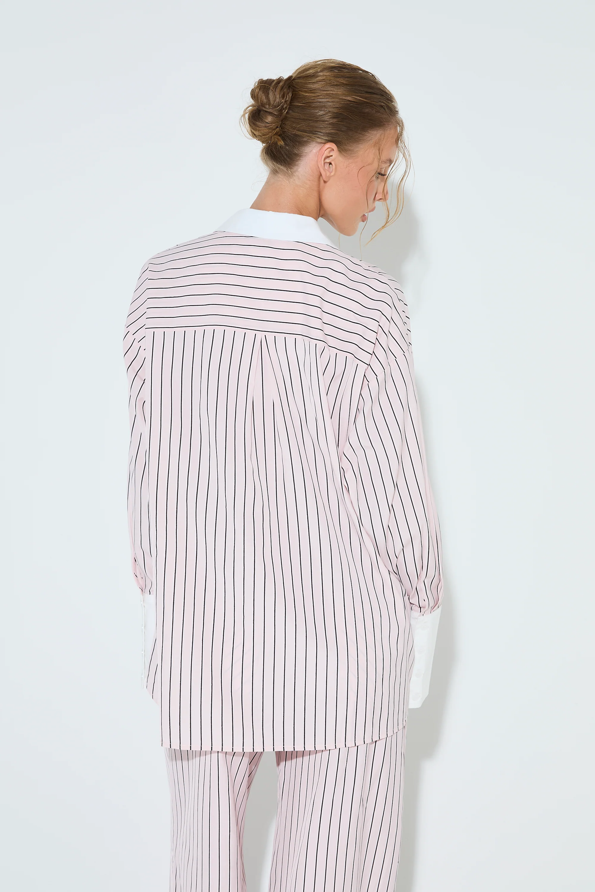 ANA Pink Contrast Stripe Oversized Shirt - Image 5