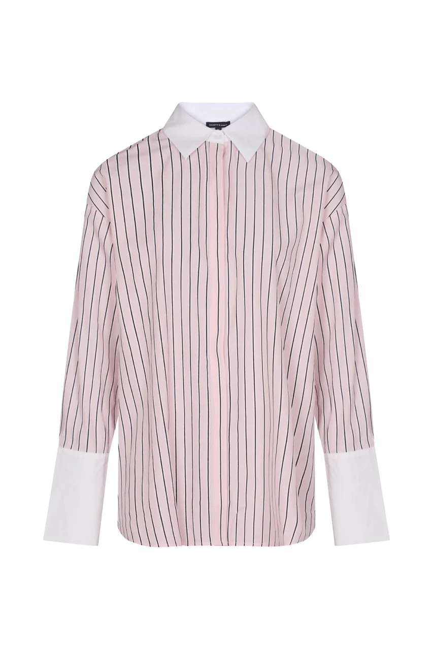 ANA Pink Contrast Stripe Oversized Shirt - Image 6