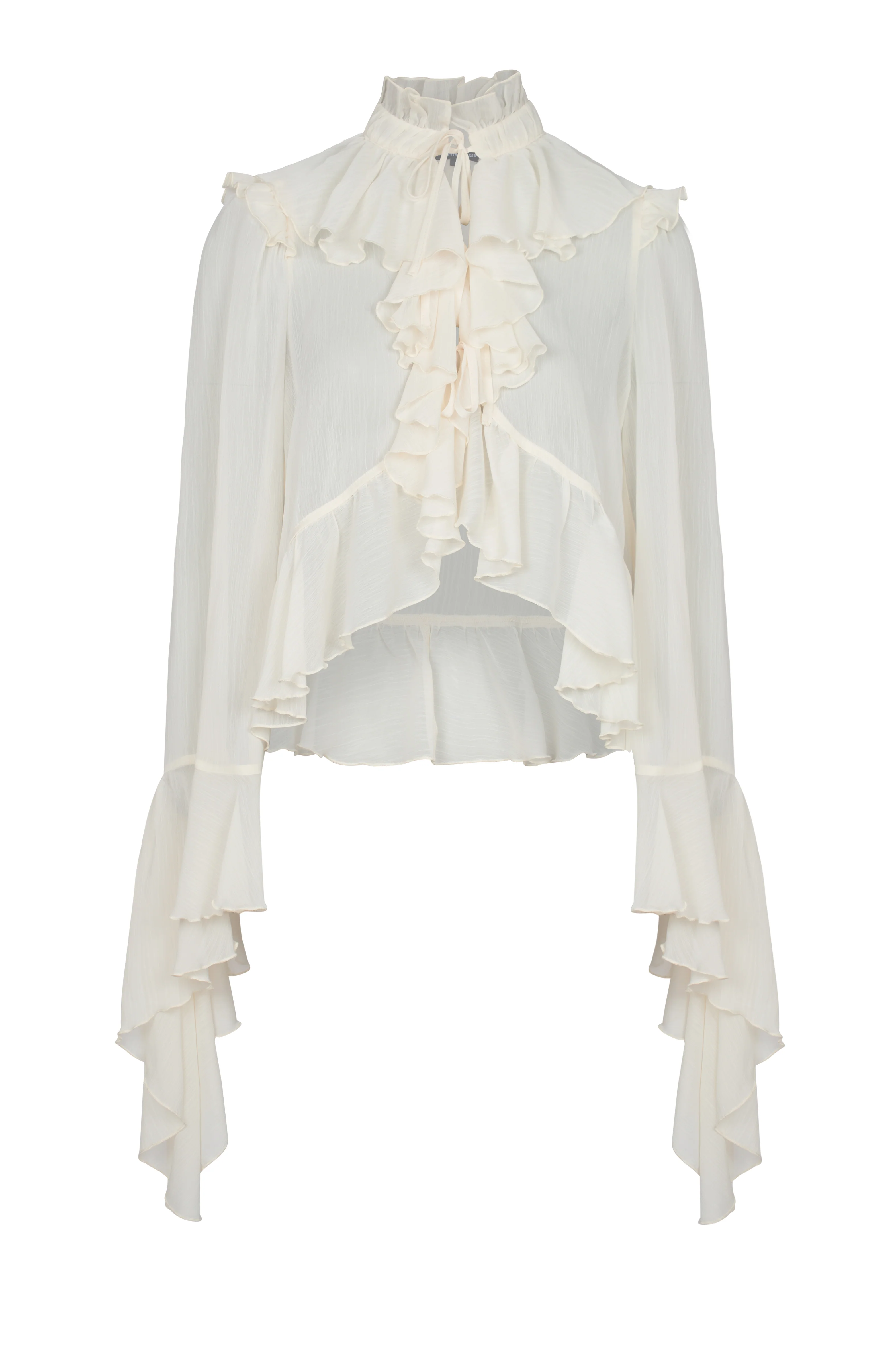 ARABELLA Cream Tie Ruffle Shirt - Image 7