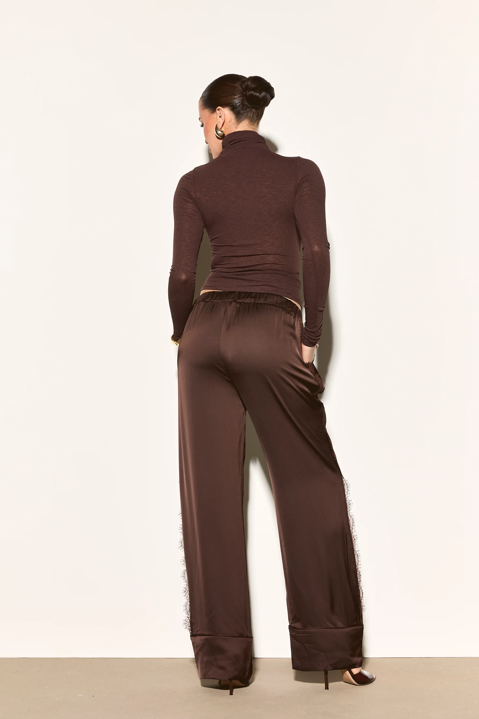 ARELA Brown Satin Trousers - Image 6