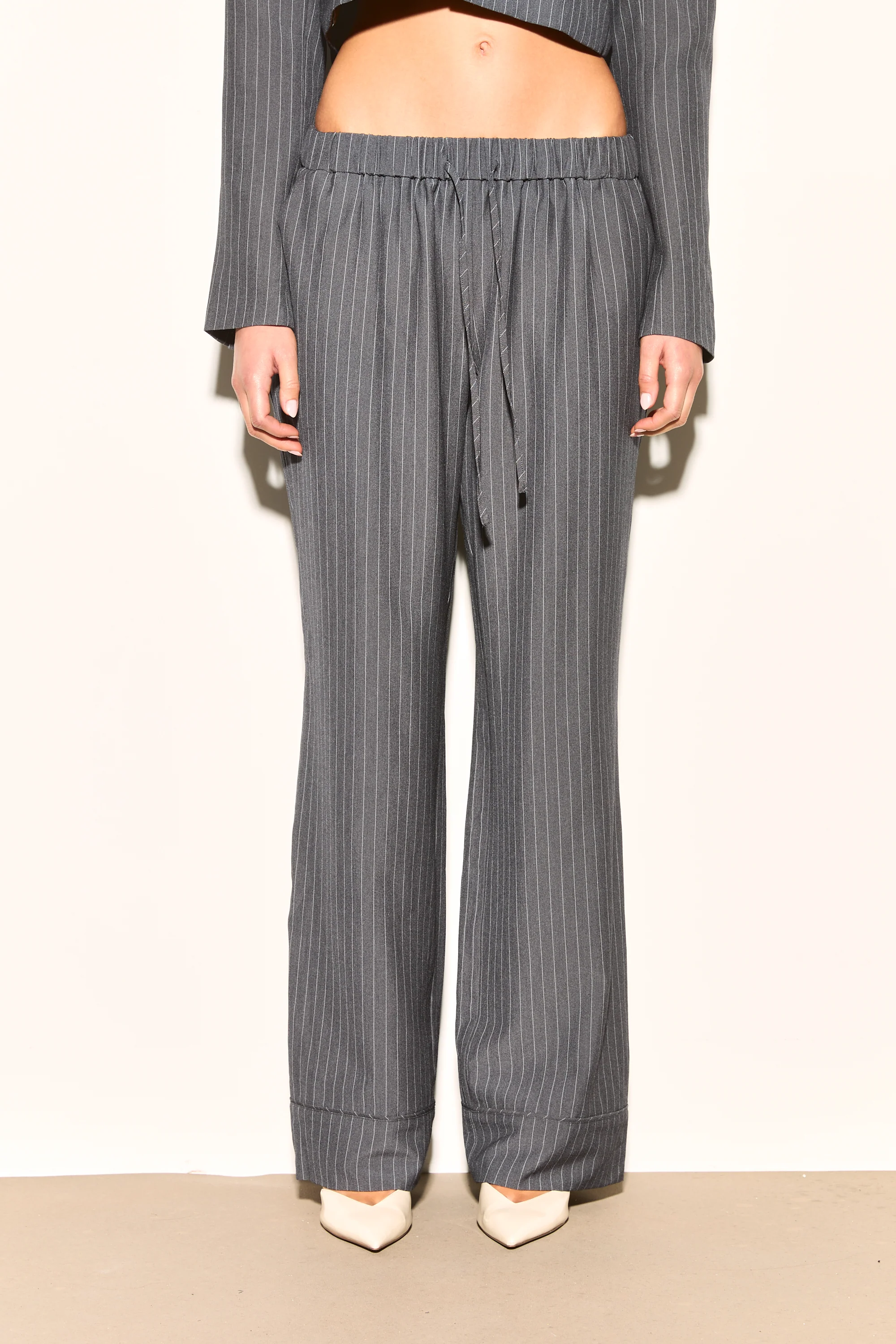 AYLA Grey Pinstripe Trousers - Image 4