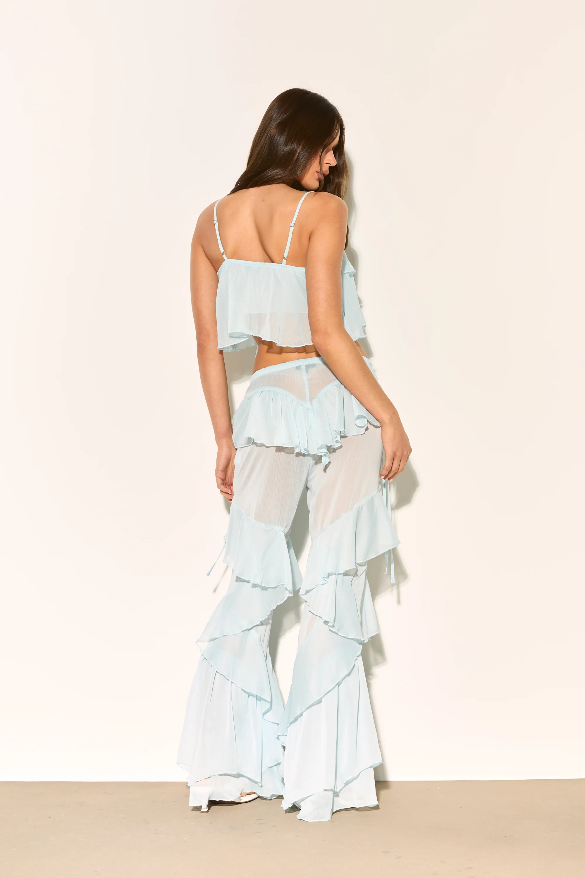 CELIA Blue Ruffle Flared Trousers - Image 6