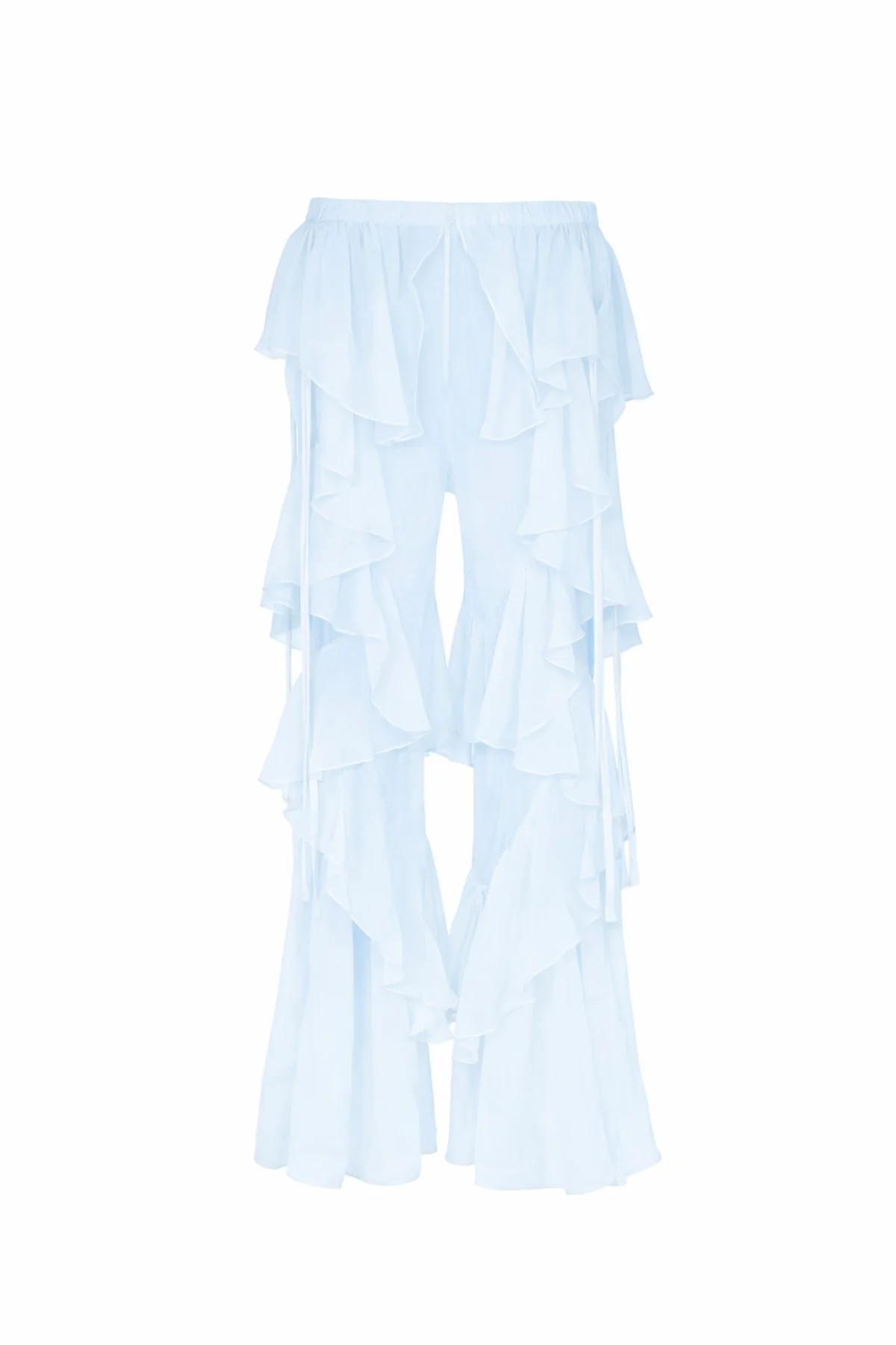 CELIA Blue Ruffle Flared Trousers - Image 7