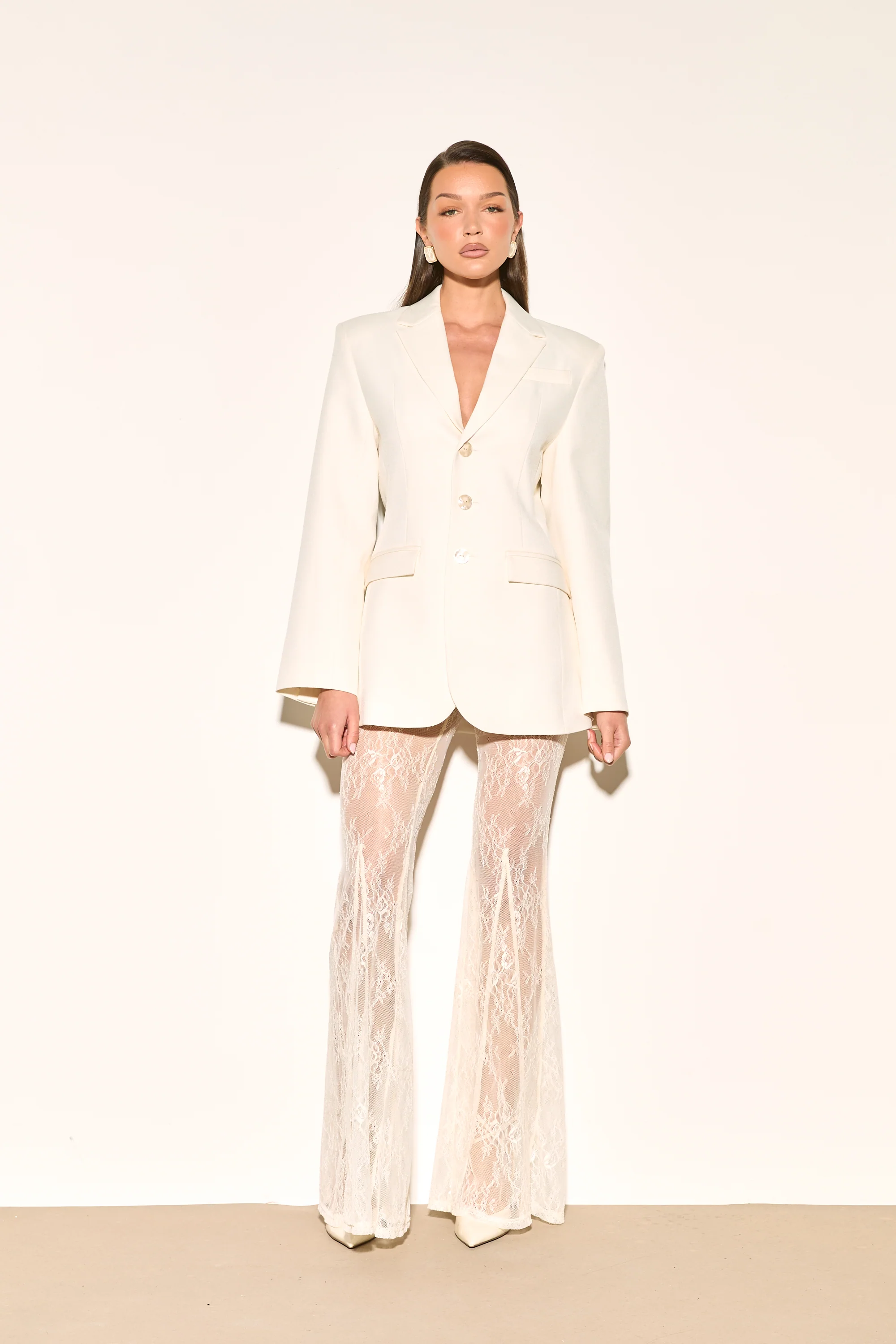 DAKOTA Cream Lace Flared Trouser - Image 3