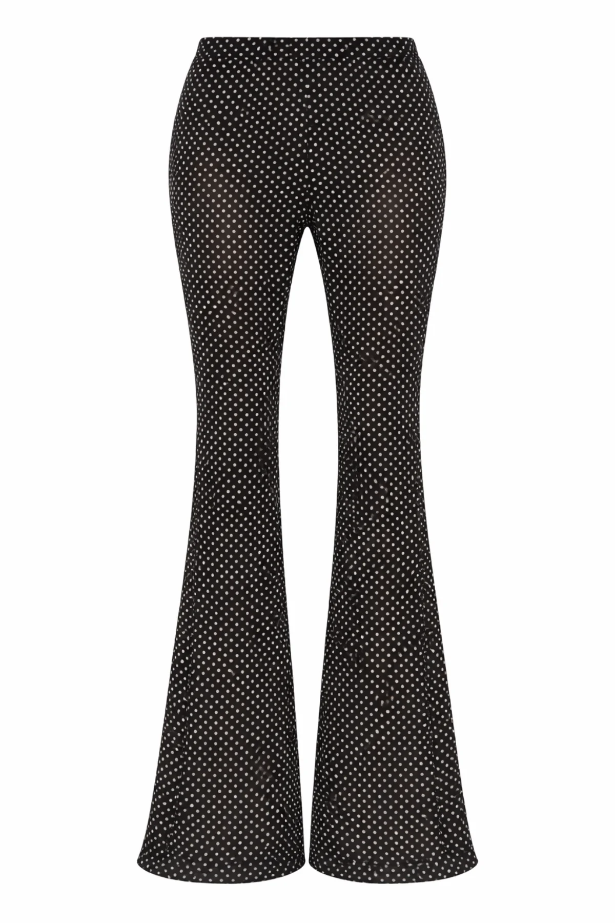 ELARA Black Polkadot Chiffon Trousers - Image 7