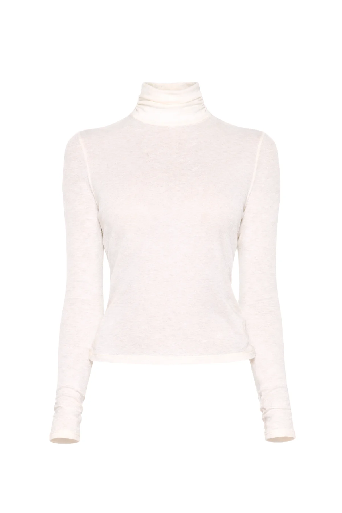 GINA Cream Fine Knit High Neck Top - Image 7
