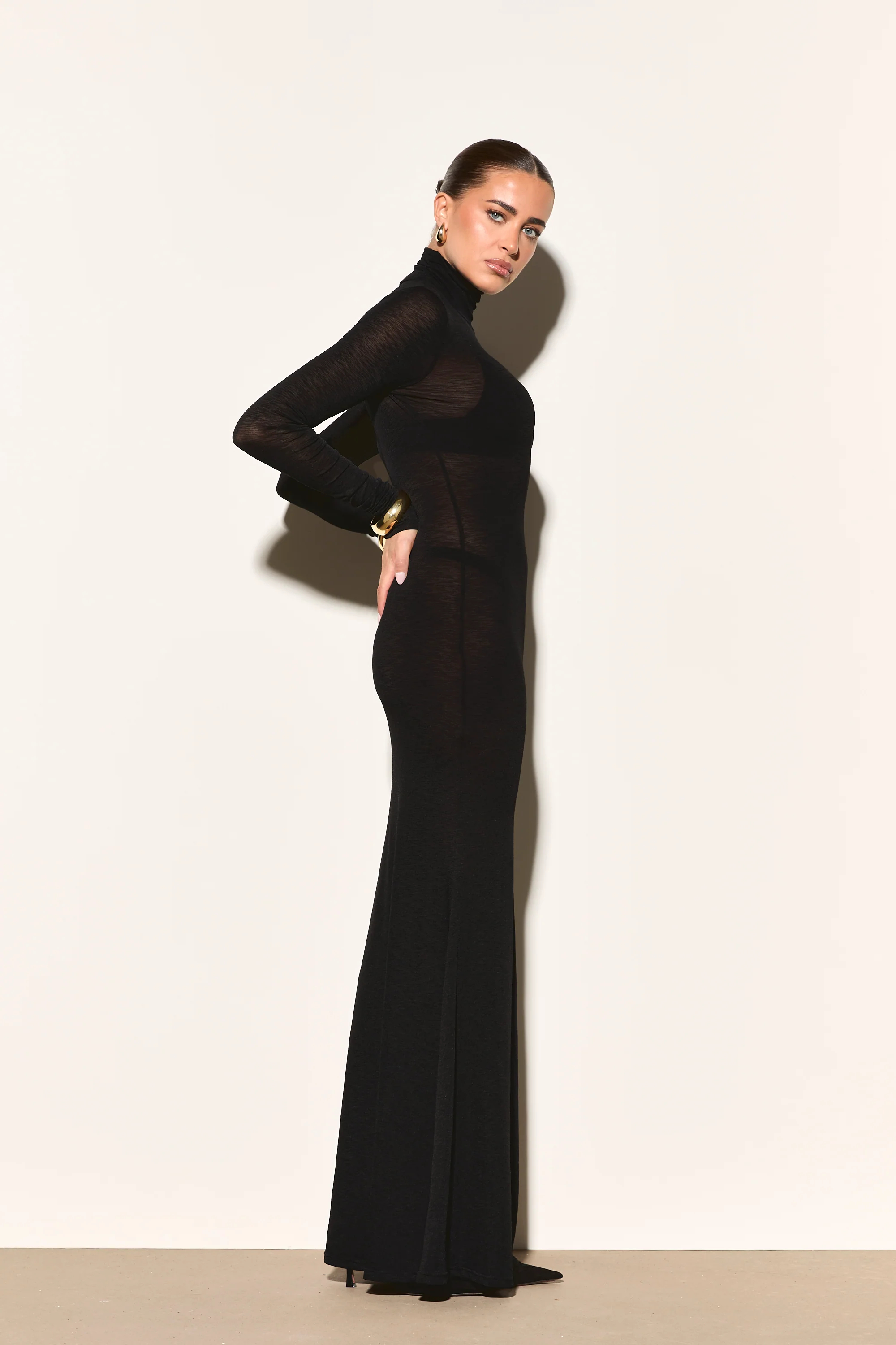 GISELE Black Fine Knit Maxi Dress - Image 5