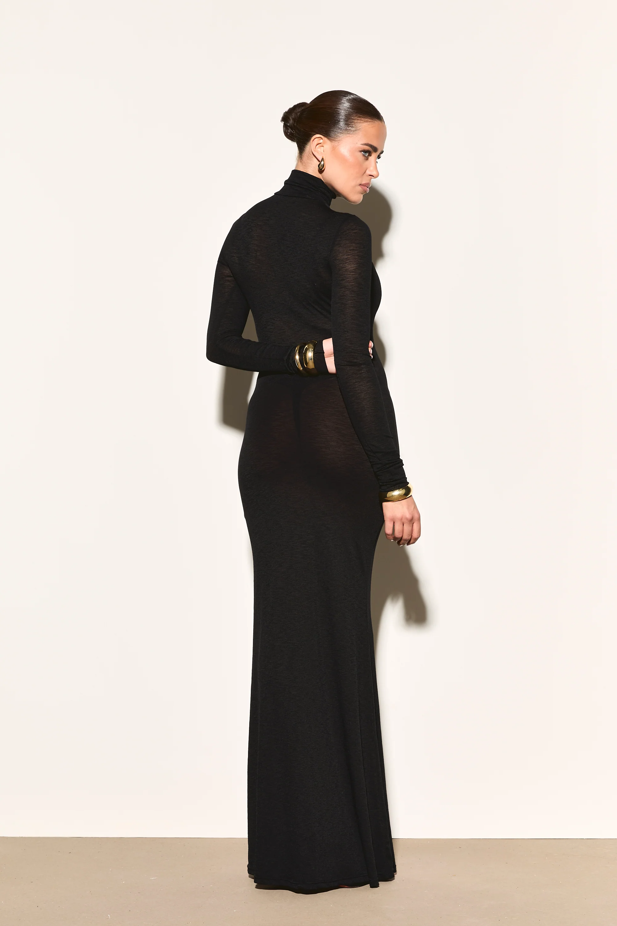 GISELE Black Fine Knit Maxi Dress - Image 6