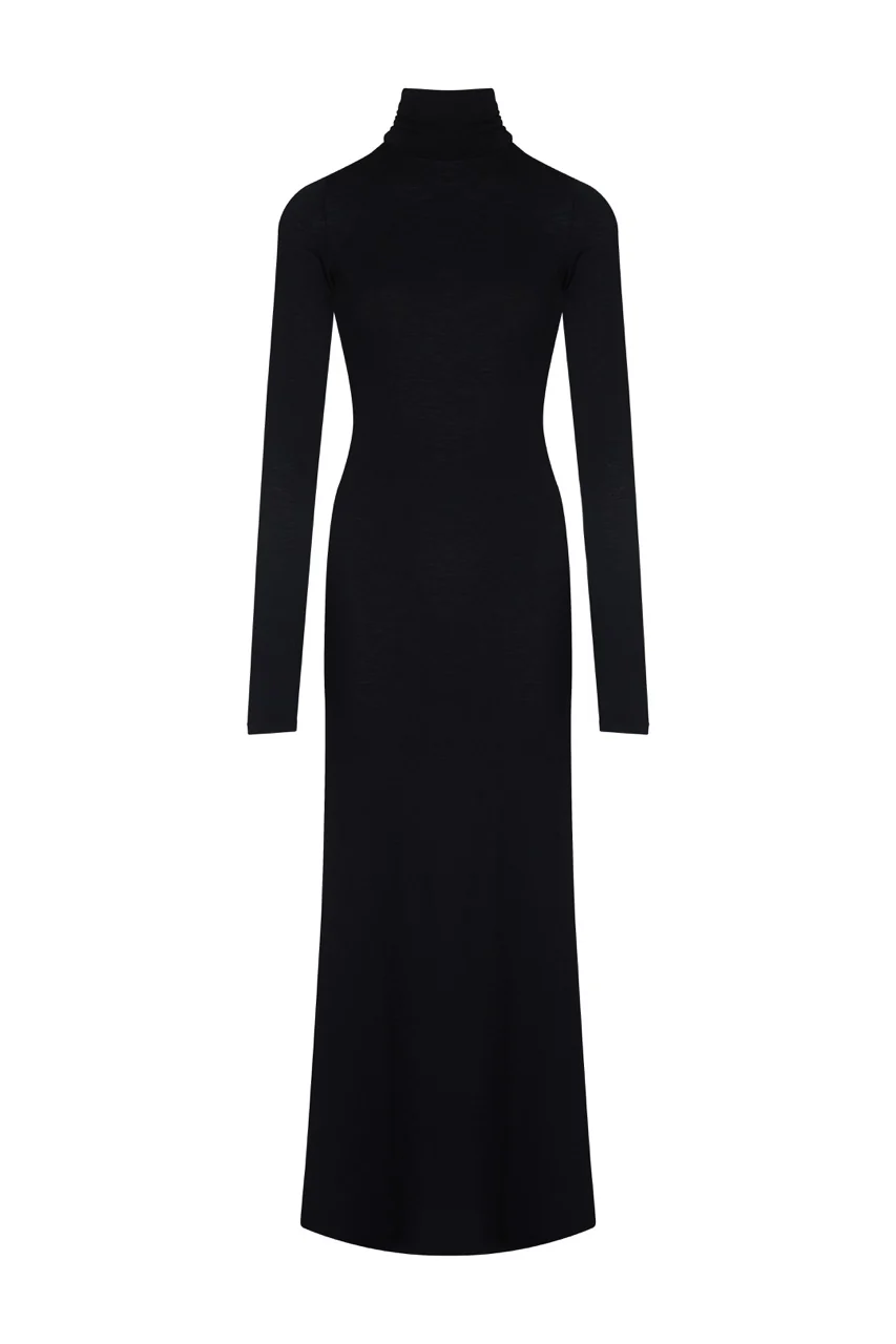 GISELE Black Fine Knit Maxi Dress - Image 7
