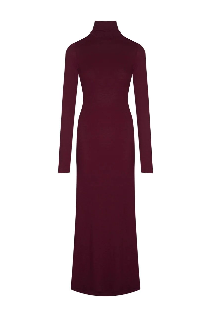 GISELE Burgundy Fine Knit Maxi Dress - Image 8