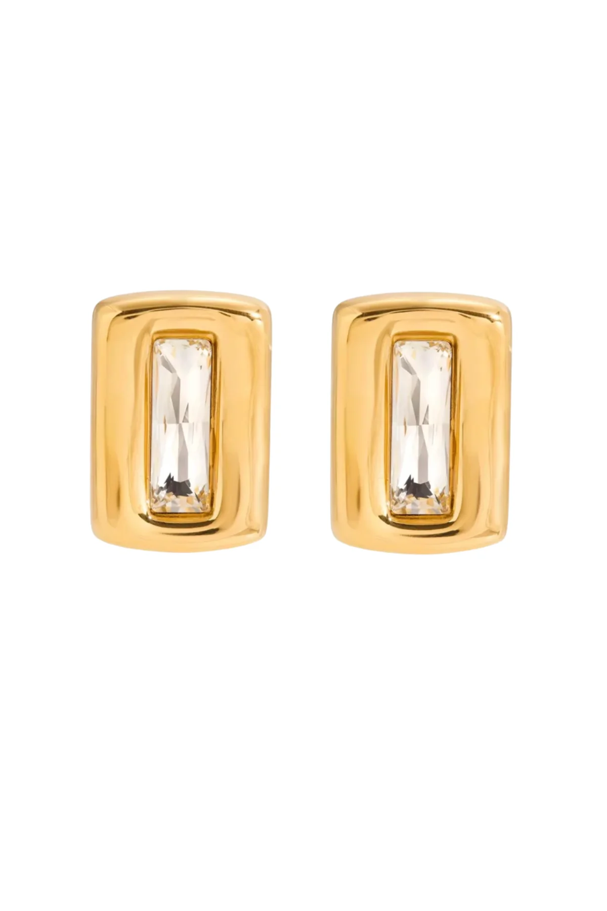 Gold Diamante Rectangle Earrings