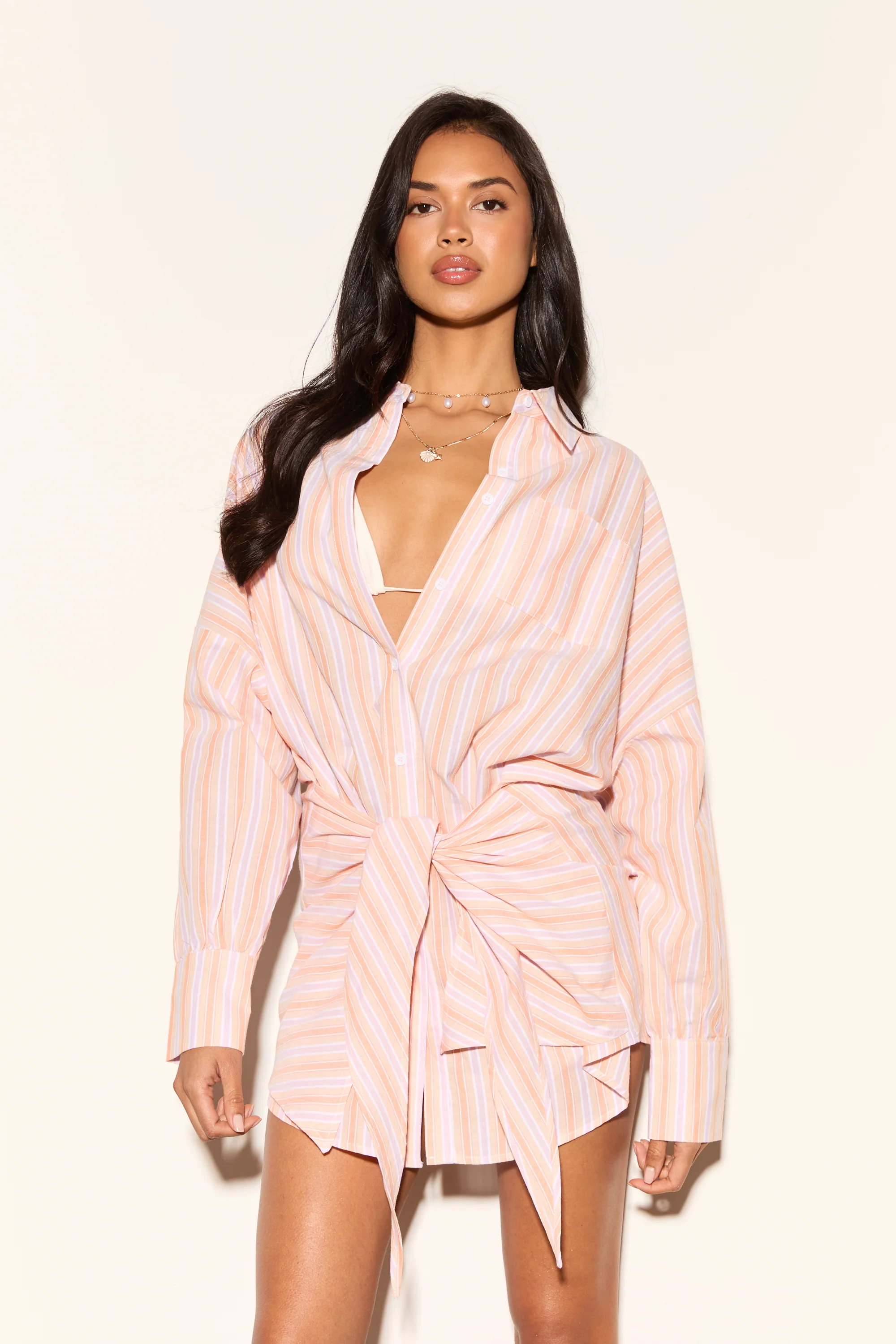 GRETA Orange Striped Knot Dress - Image 3
