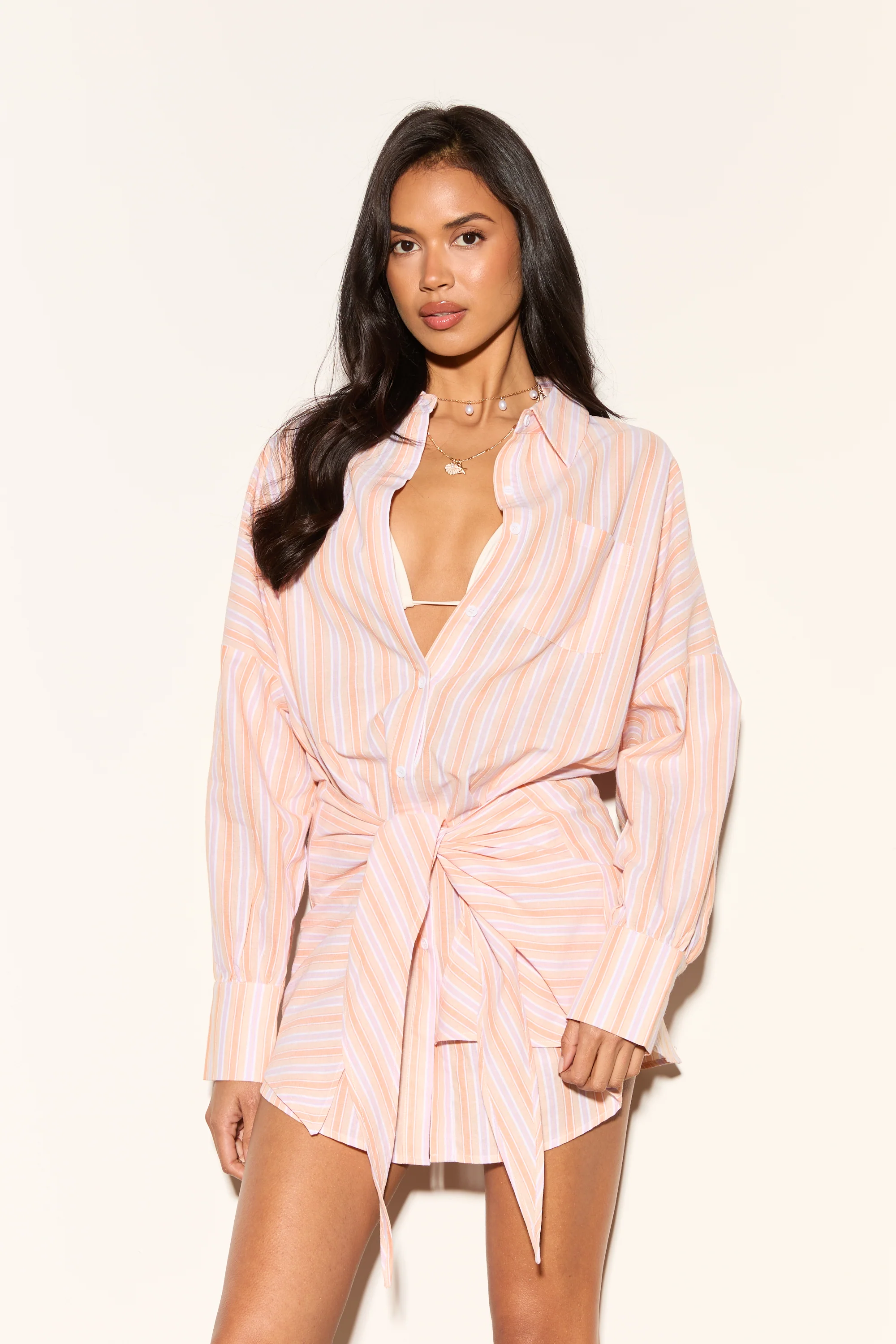 GRETA Orange Striped Knot Dress - Image 5