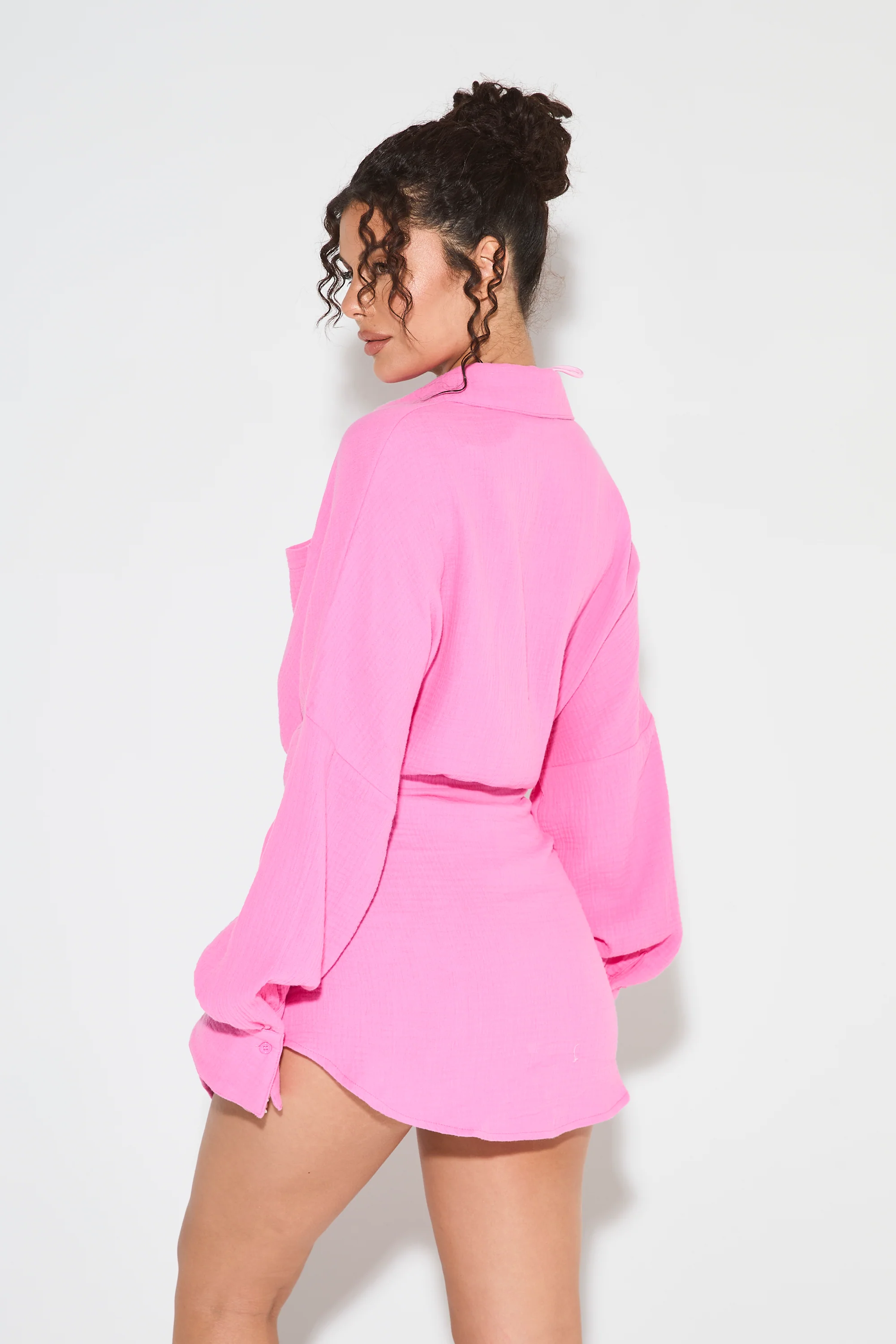 GRETA Pink Cheesecloth Knot Dress - Image 8