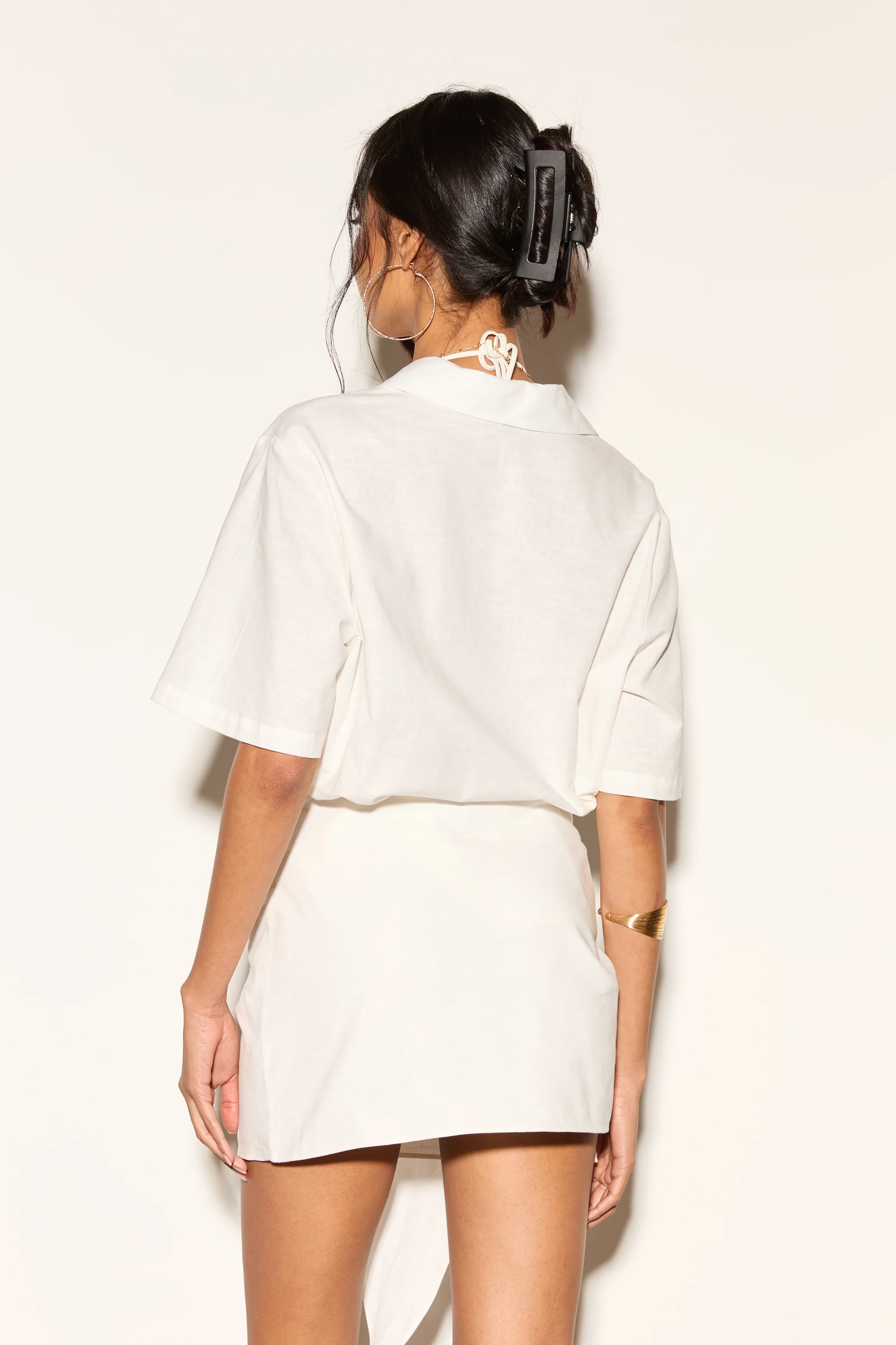 HATTI White Linen Wrap Skirt - Image 6