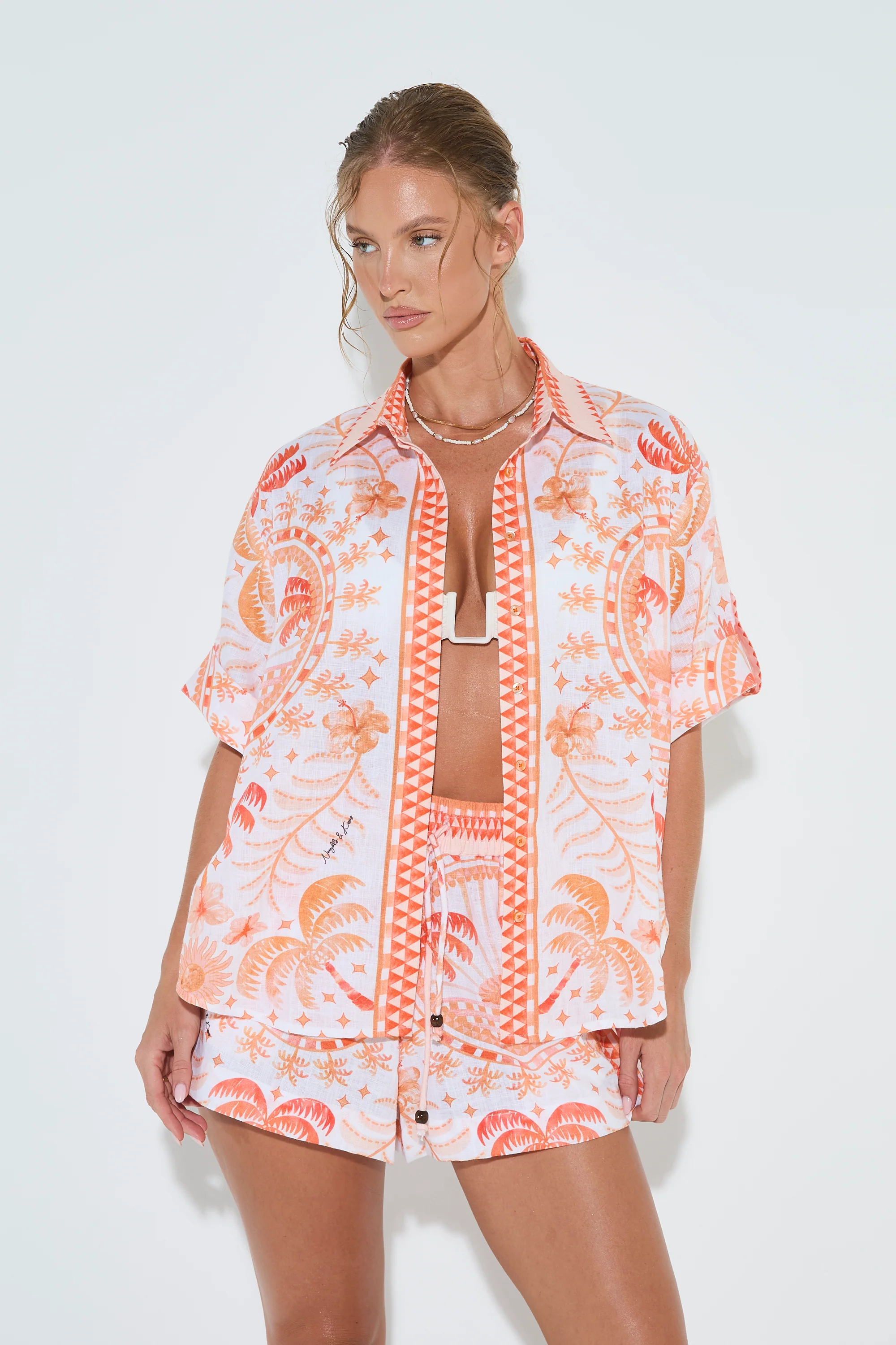 HIBISCUS ORANGE Printed Shirt - Image 3