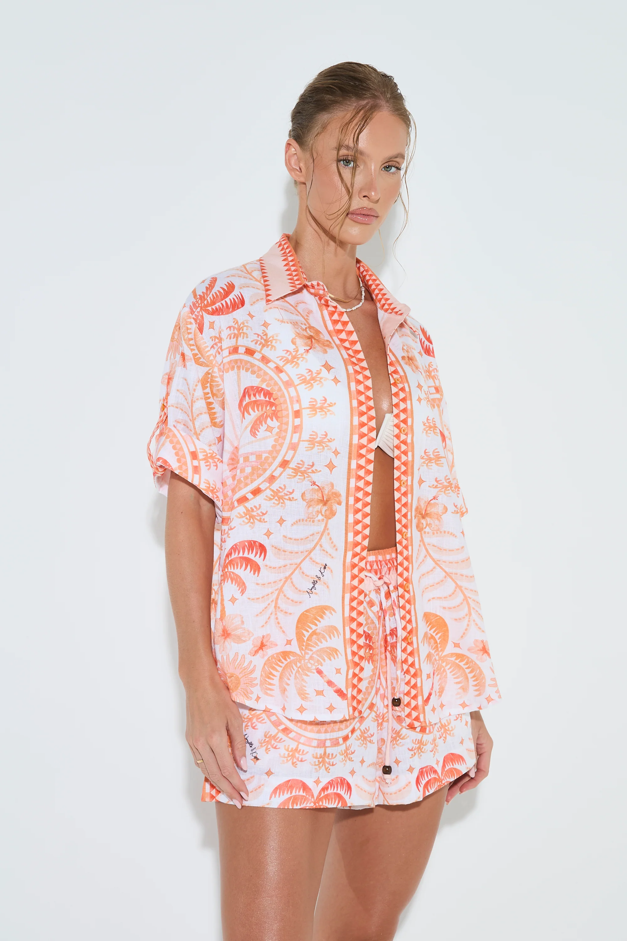 HIBISCUS ORANGE Printed Shirt - Image 4