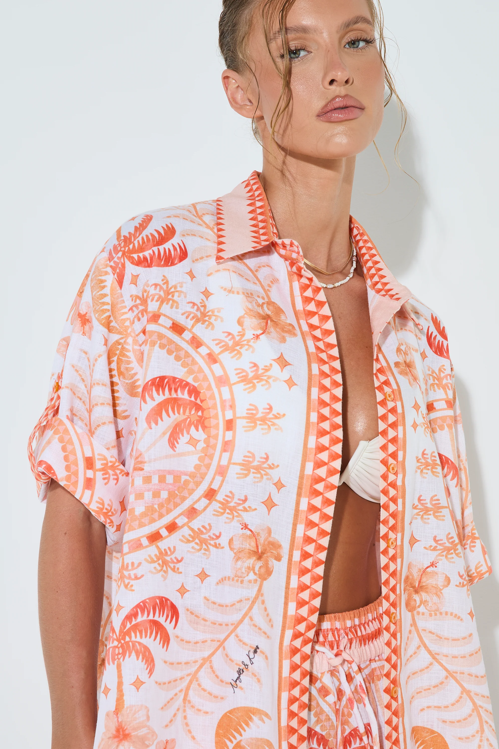 HIBISCUS ORANGE Printed Shirt - Image 5