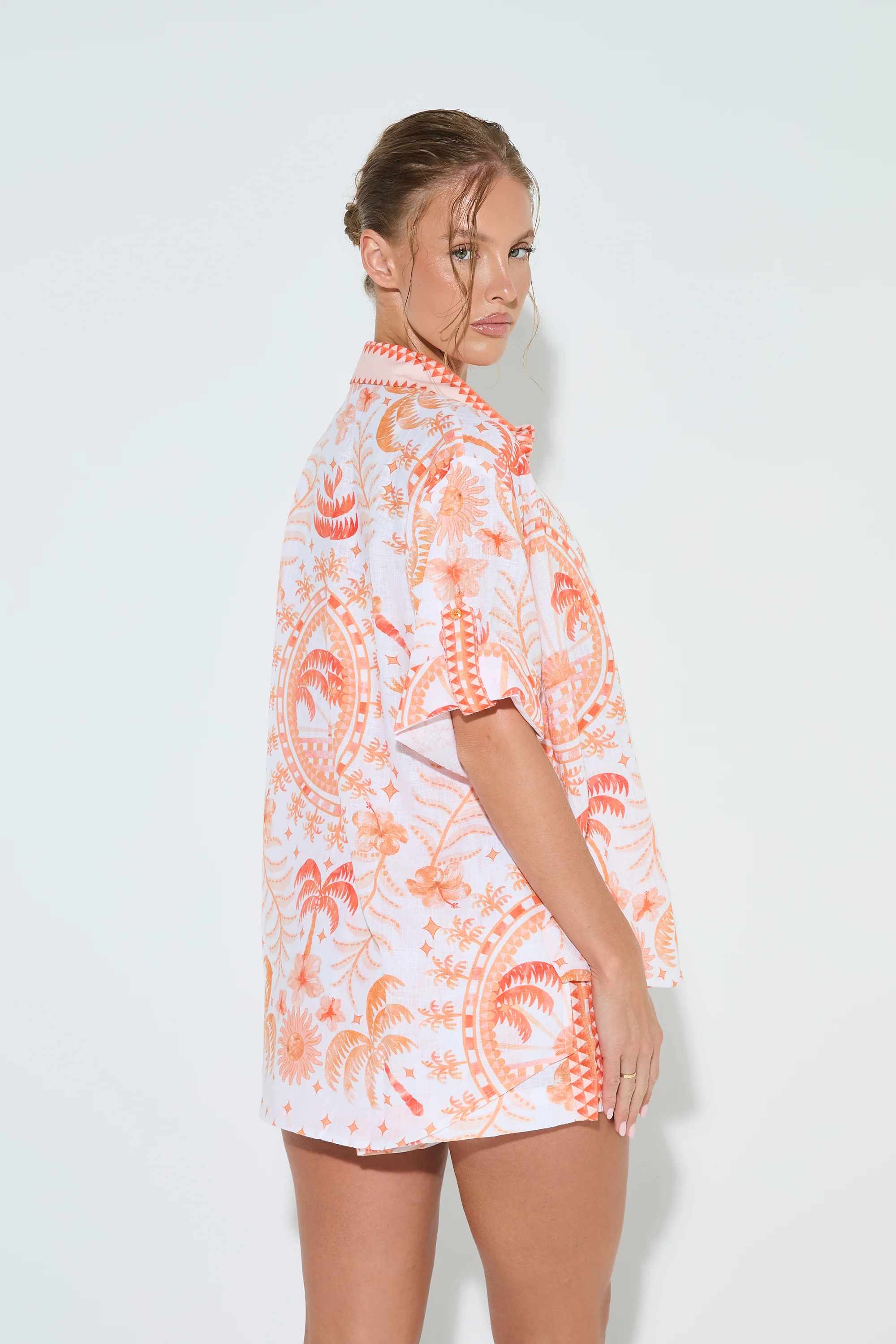 HIBISCUS ORANGE Printed Shirt - Image 6