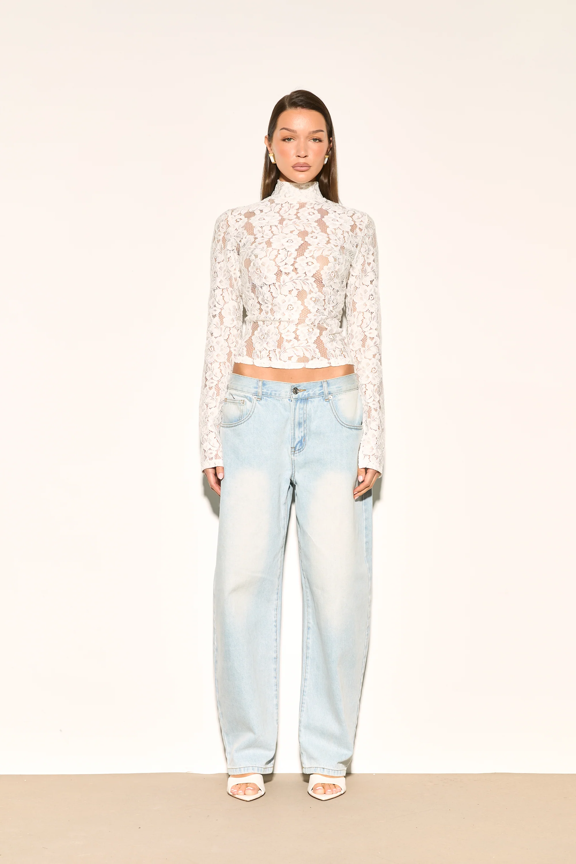 IMANI White High Neck Lace Top - Image 4