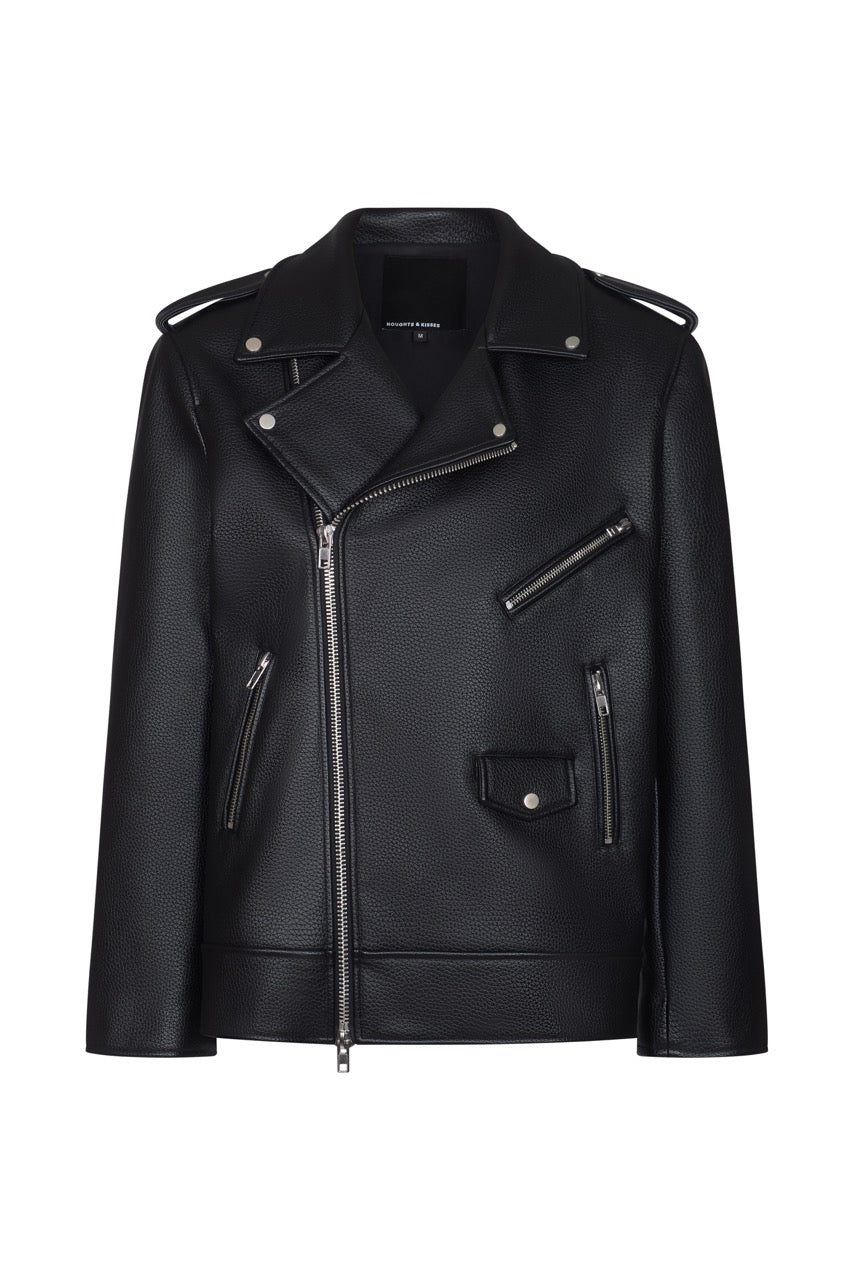 IRIS Black Oversized Vegan Leather Jacket - Image 9