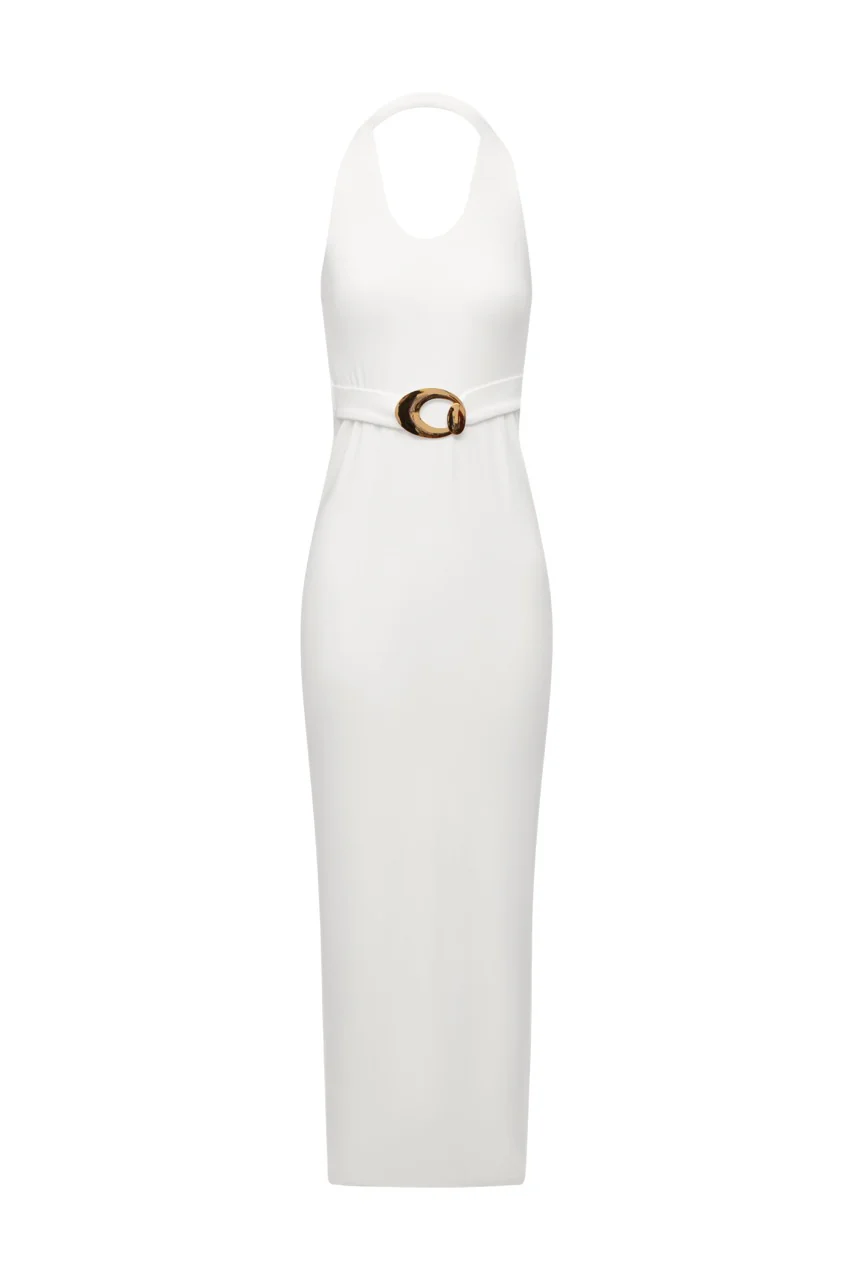 JULIA Cream Halterneck Maxi Dress - Image 7