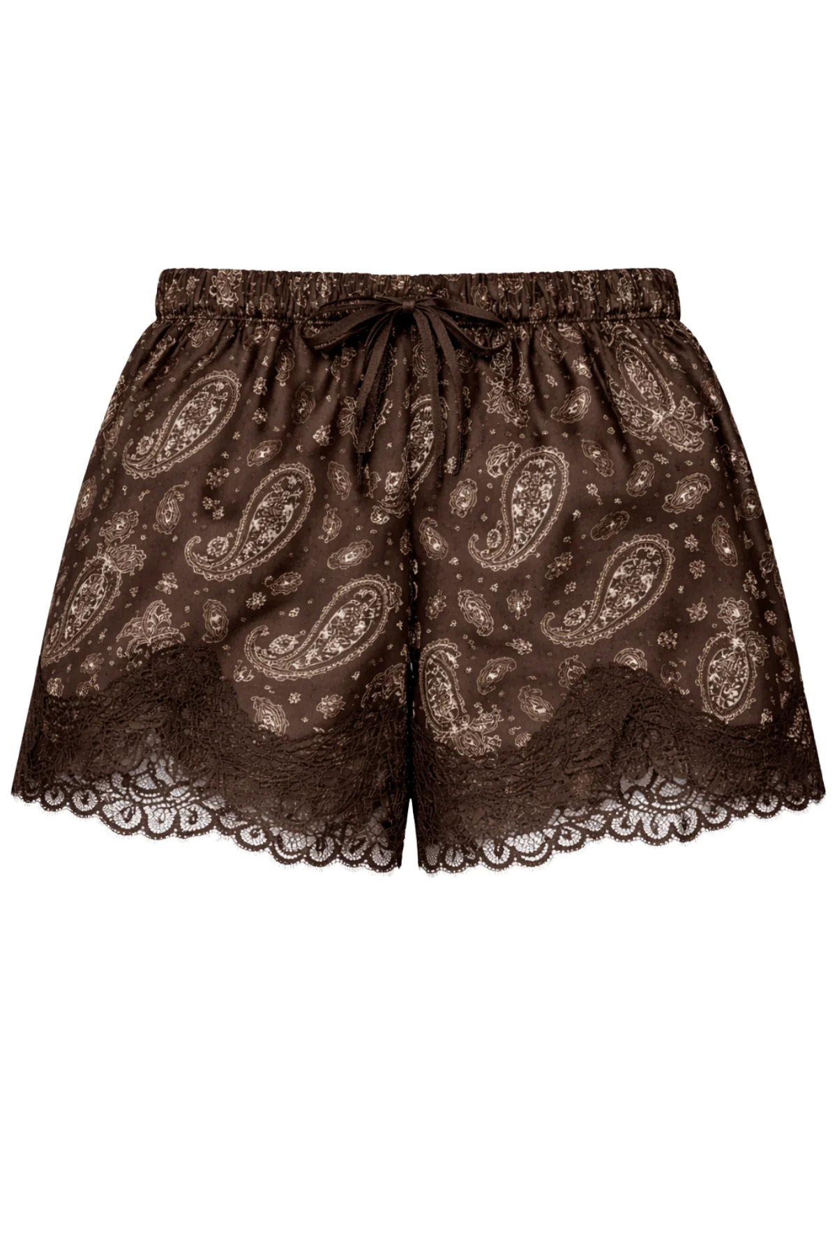 LEOLA Brown Paisley Lace Shorts - Image 8