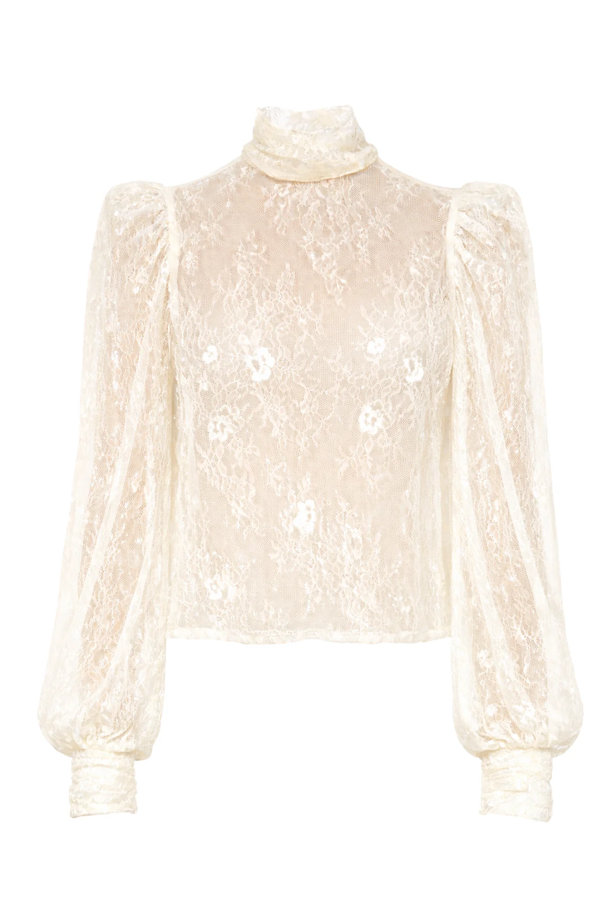 LIA Cream High Neck Lace Top - Image 8