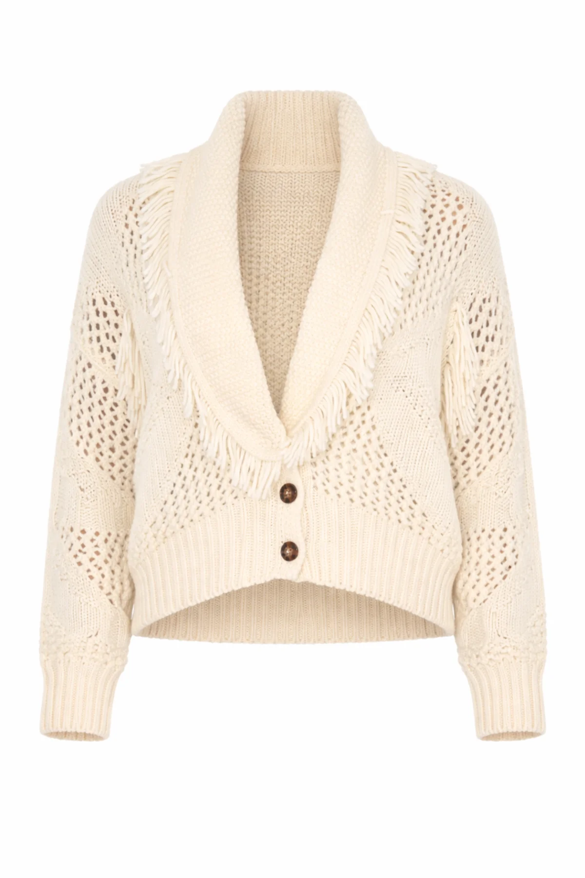 LIVIA Cream Fringe Short Cardigan - Image 6