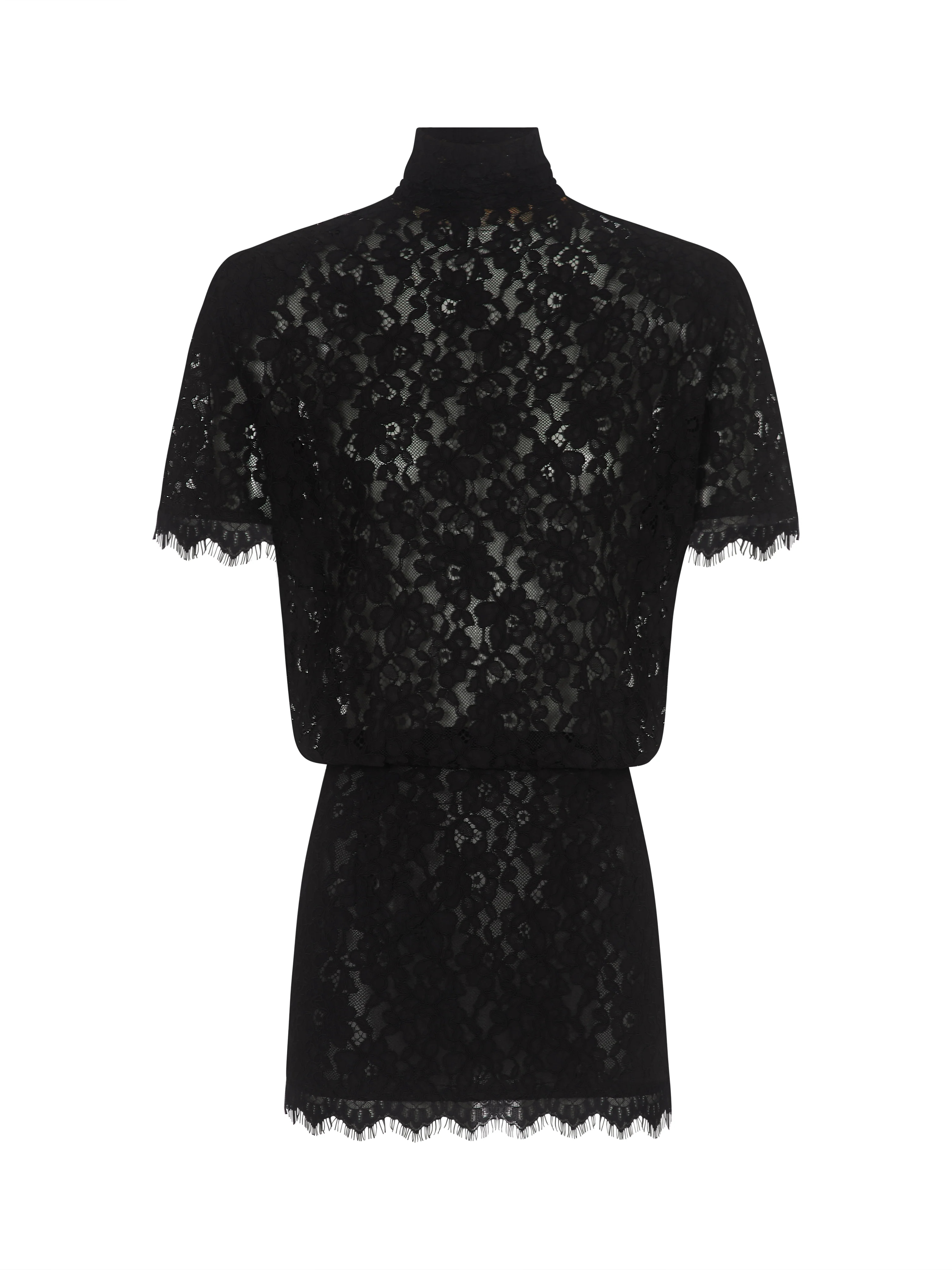 ORLA Black High Neck Lace Mini Dress - Image 9