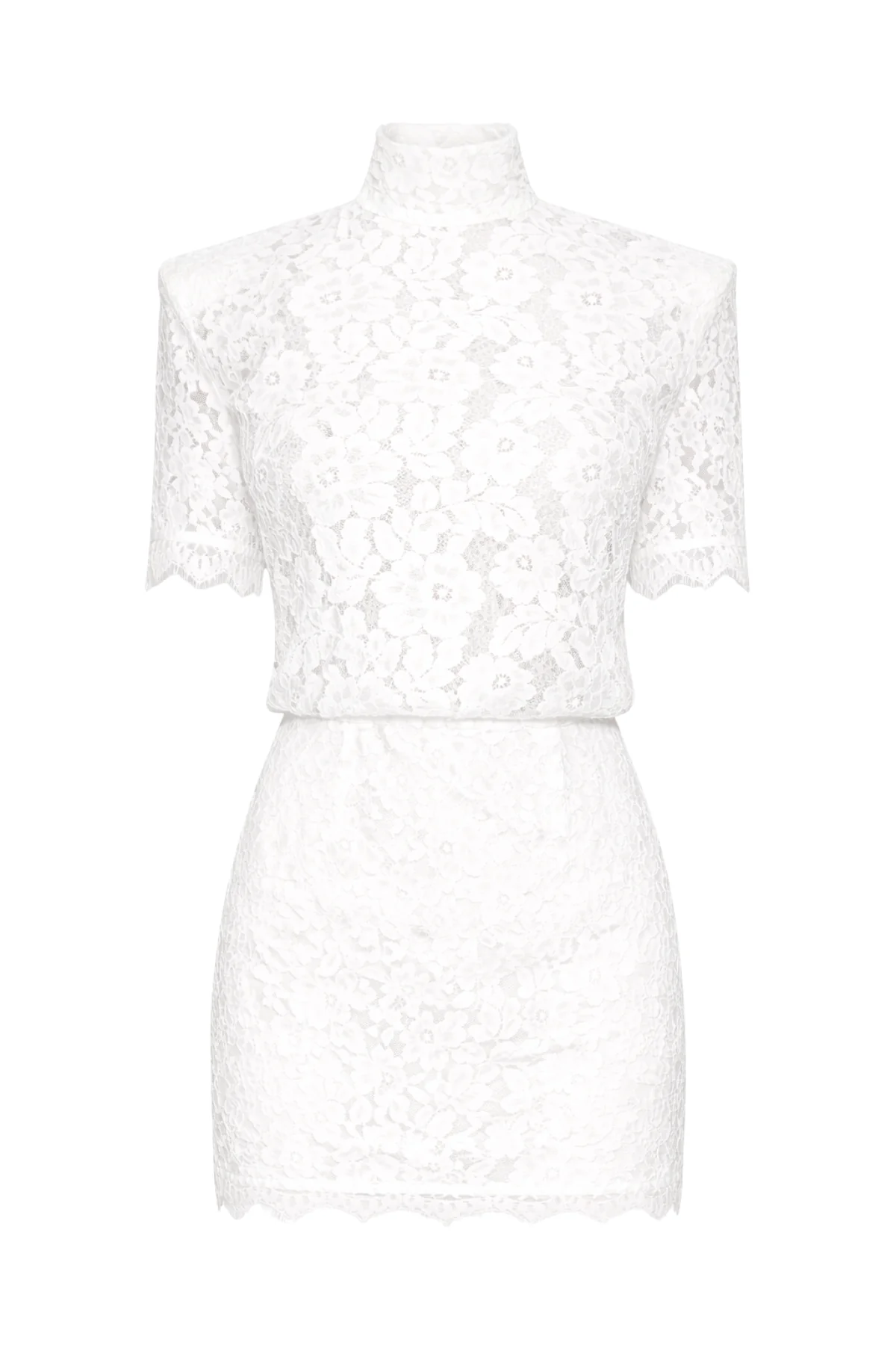 ORLA White High Neck Lace Mini Dress - Image 9