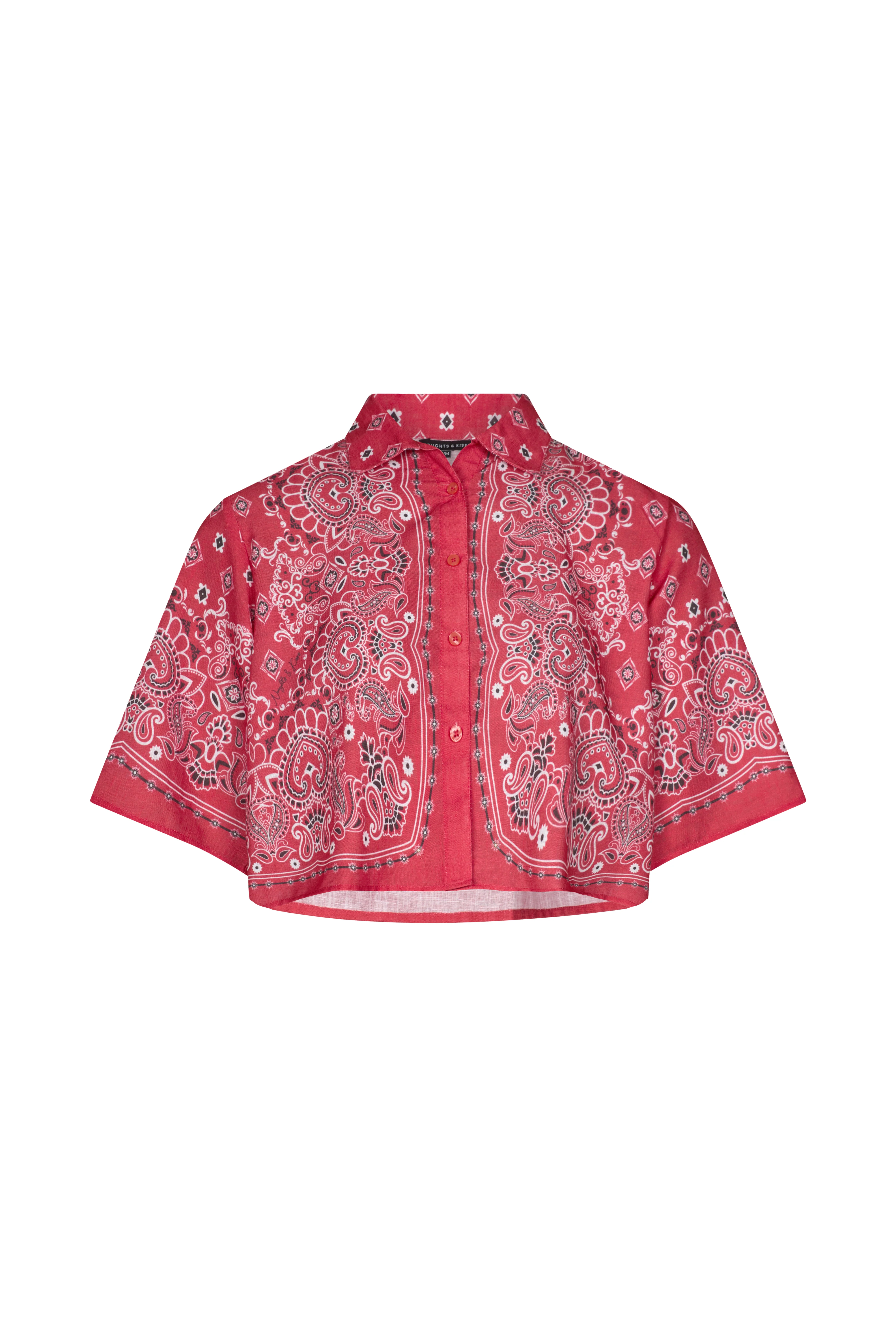 BANDANA PRINT Red Cropped Shirt - Image 7