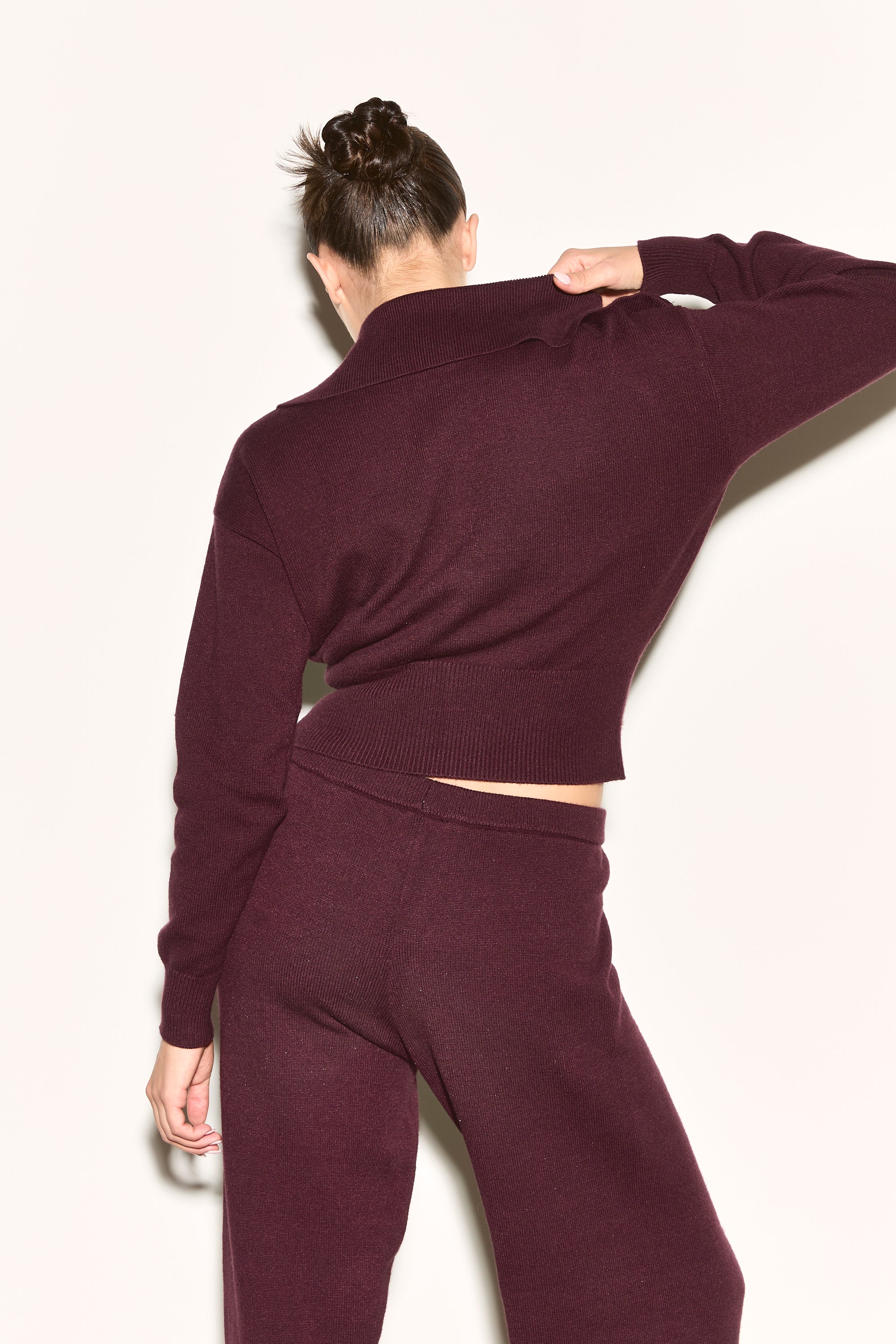 RIA Burgundy Zip Up Knit Jumper - Image 7