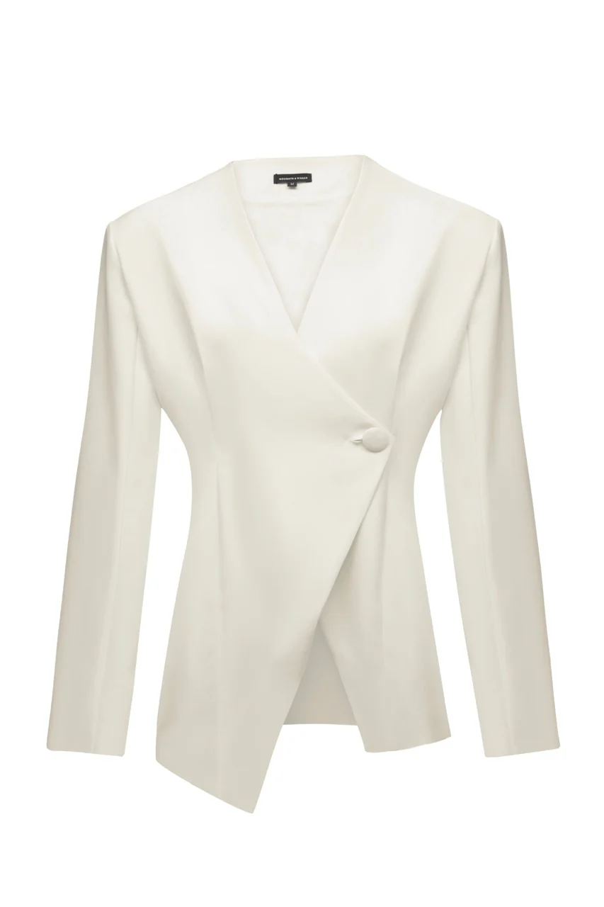 ROSALIA Cream Collarless Hourglass Blazer - Image 6