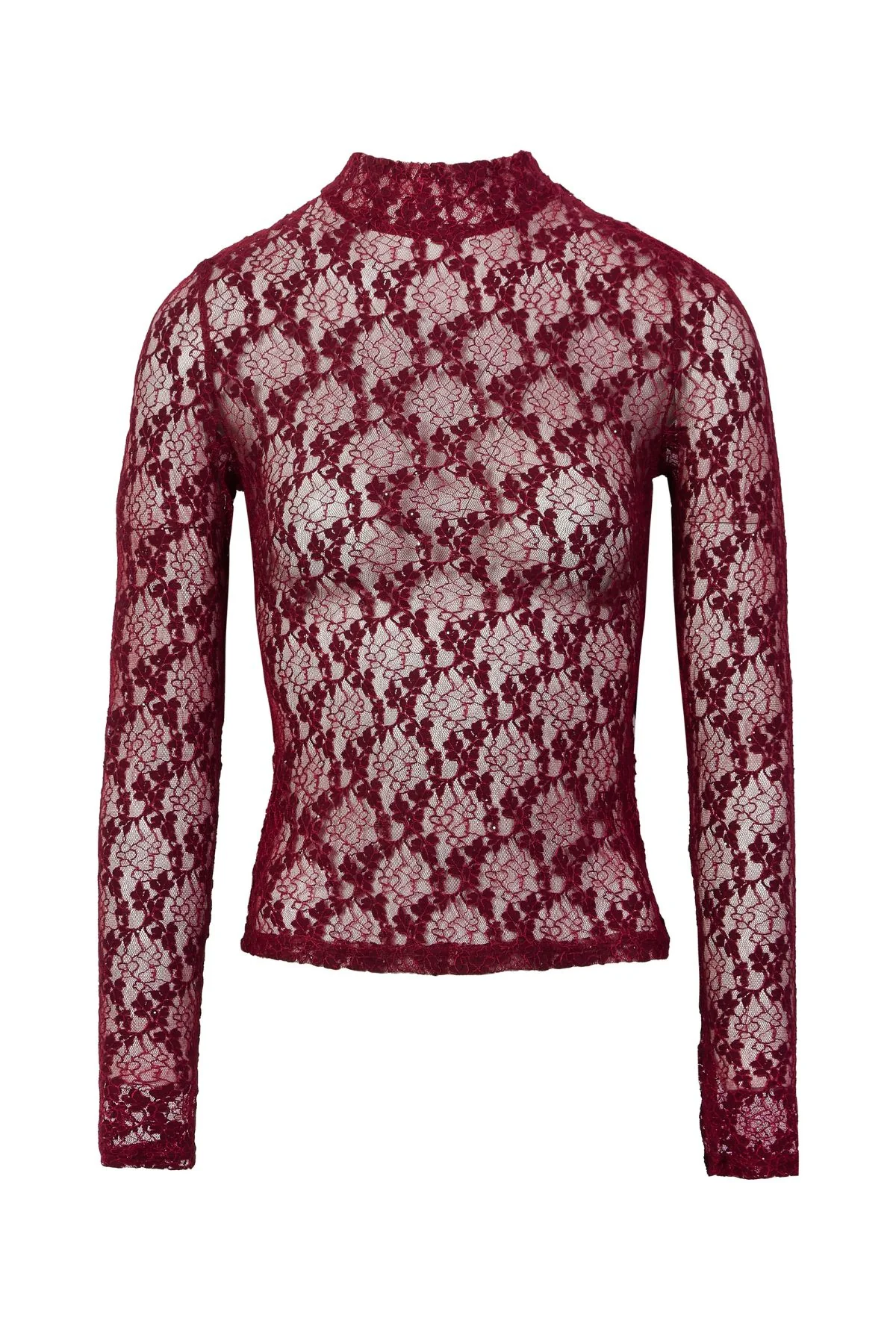 SENORA Burgundy Long Sleeve Lace Top - Image 7