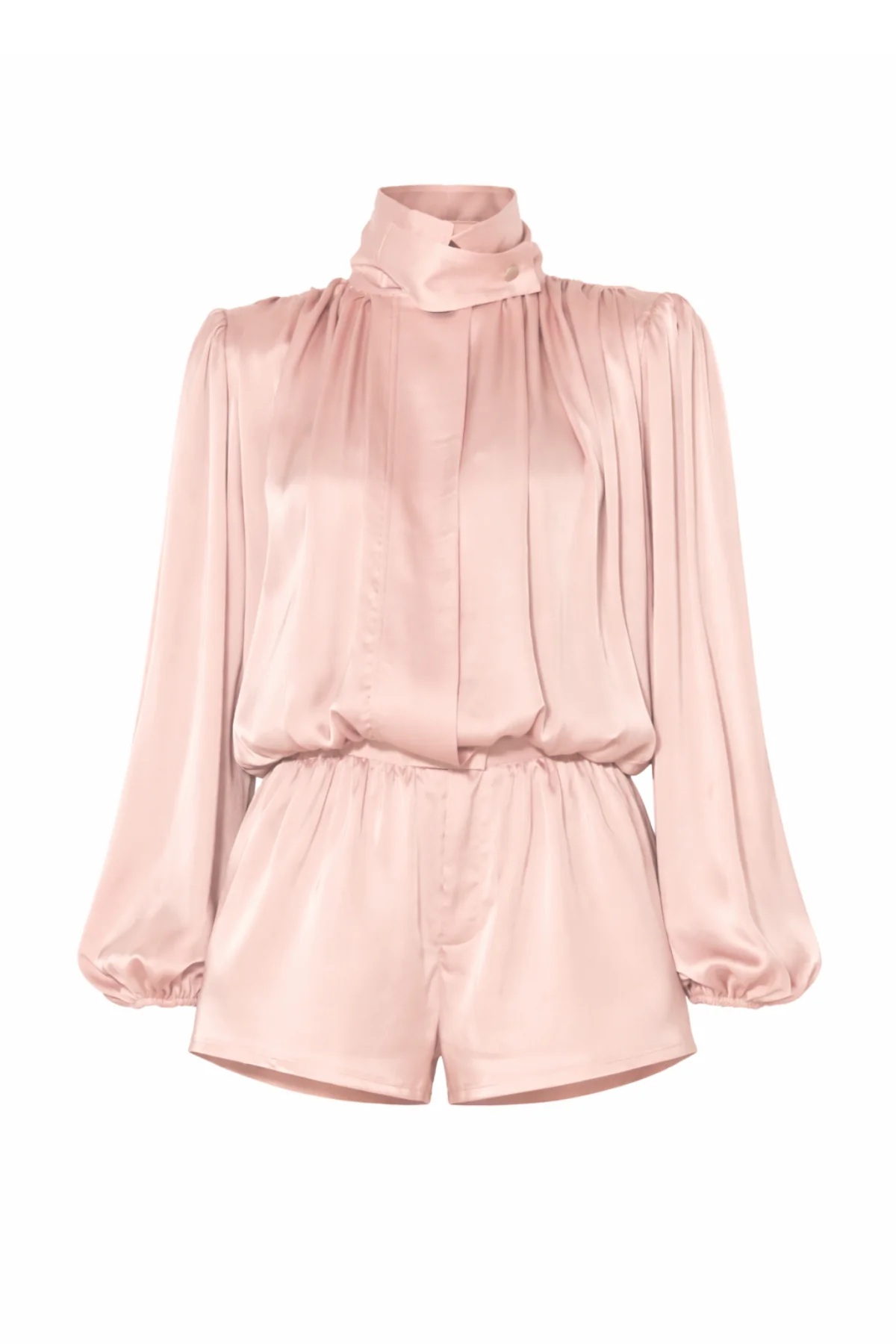 TELIA Blush Pink Satin Funnel Neck Playsuit - Image 7