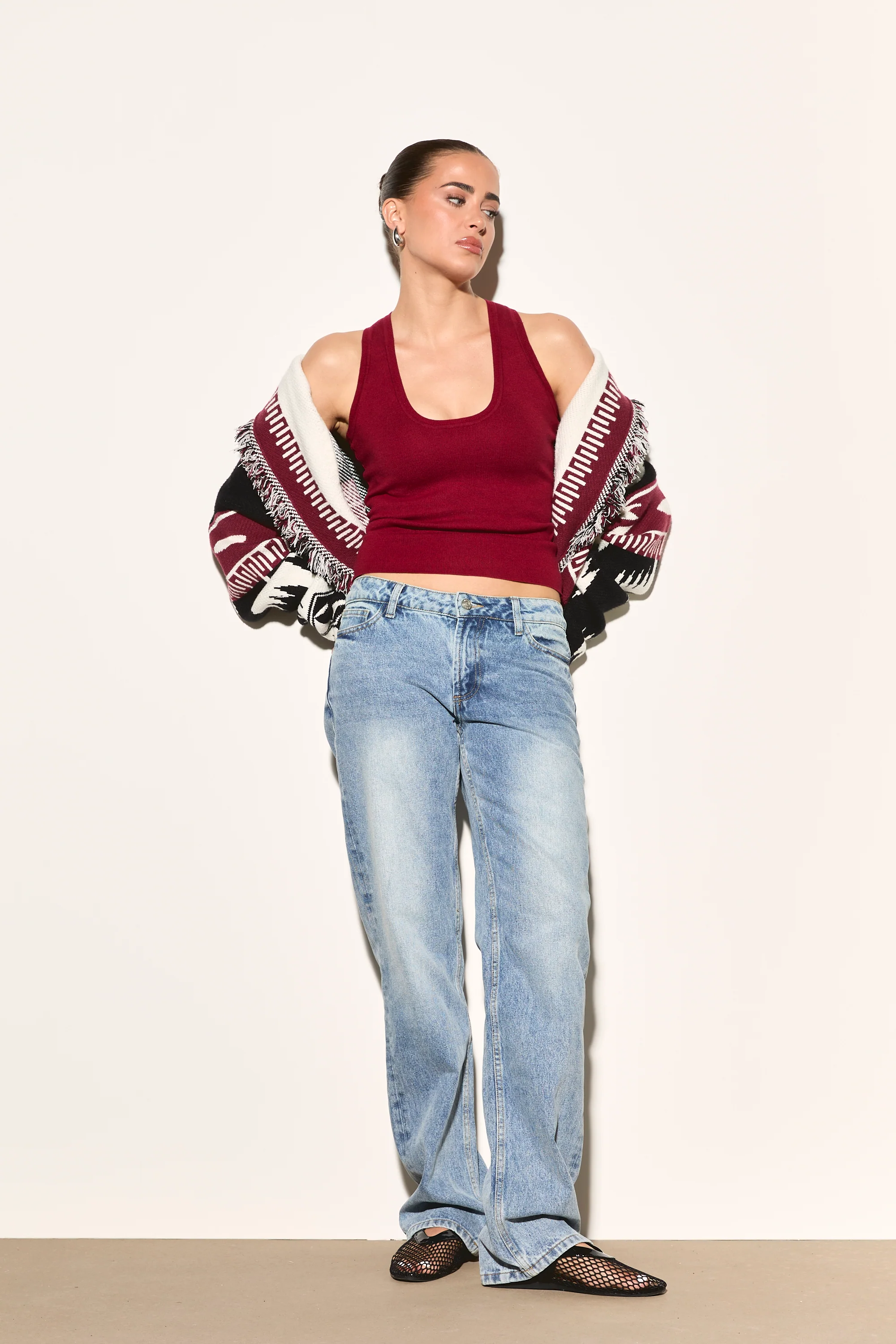 TIA Burgundy Knit Tank Top - Image 3