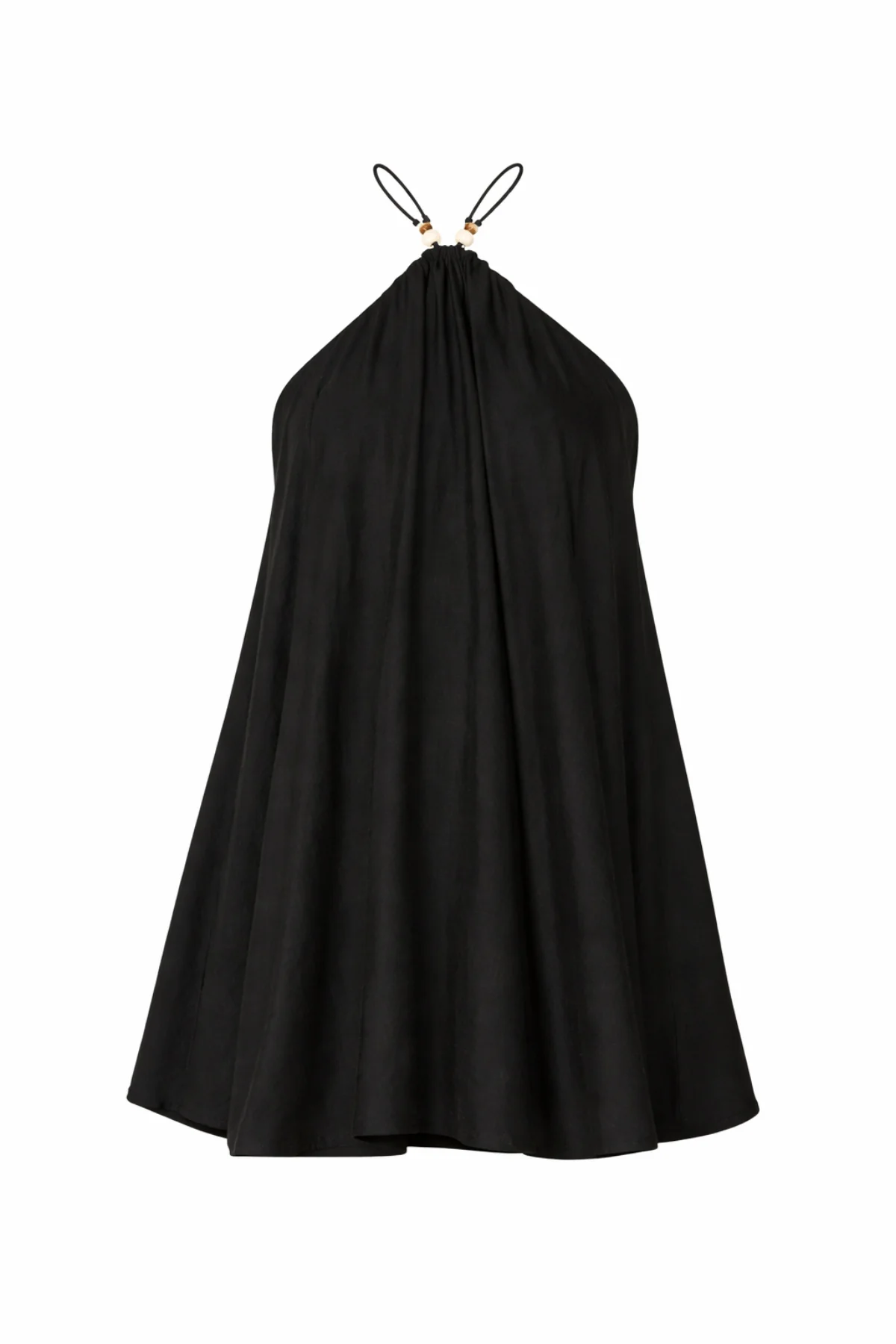 VALENCIA Black Beaded Linen Halterneck Dress - Image 9