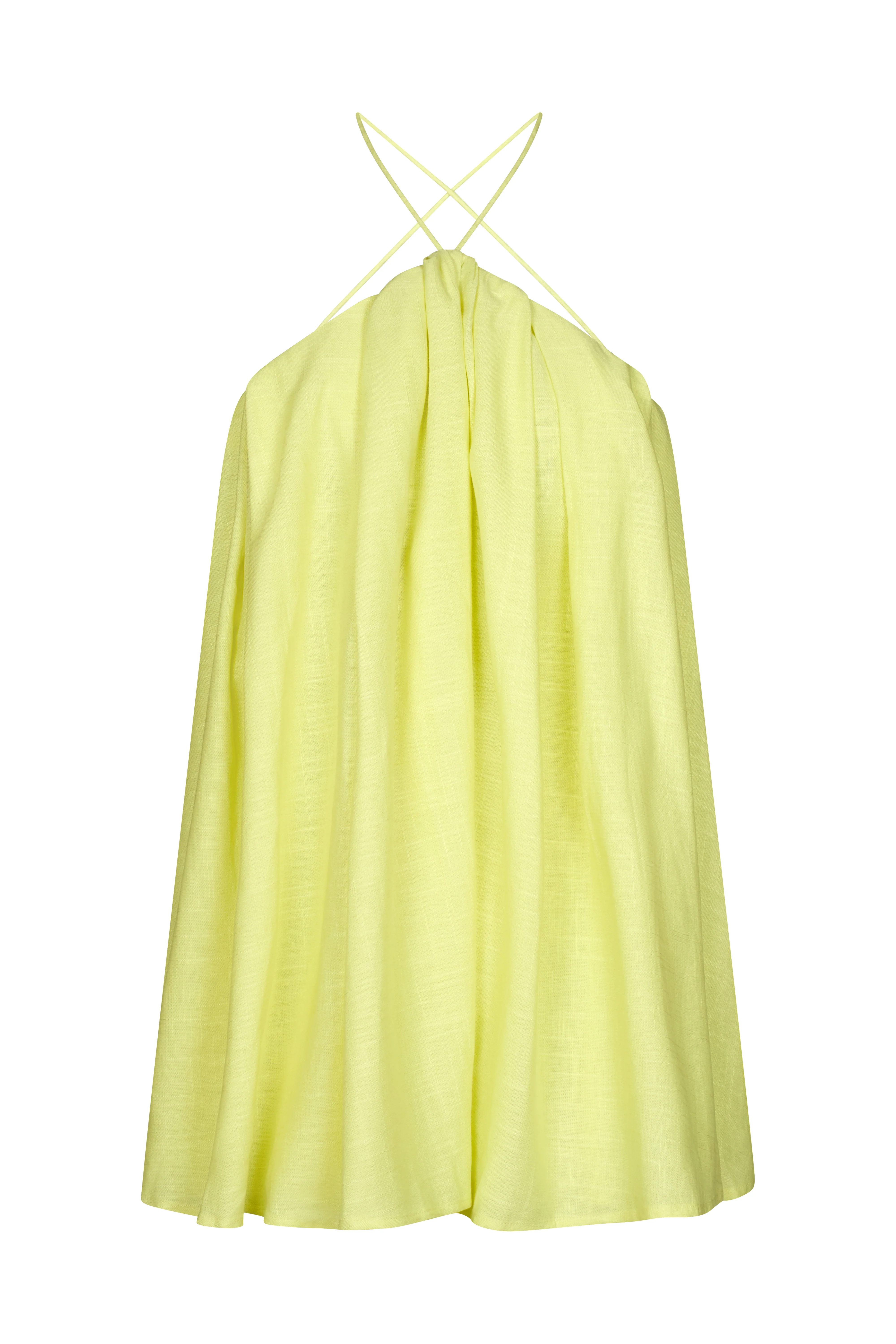 VALENCIA Yellow Linen Halter Dress - Image 9