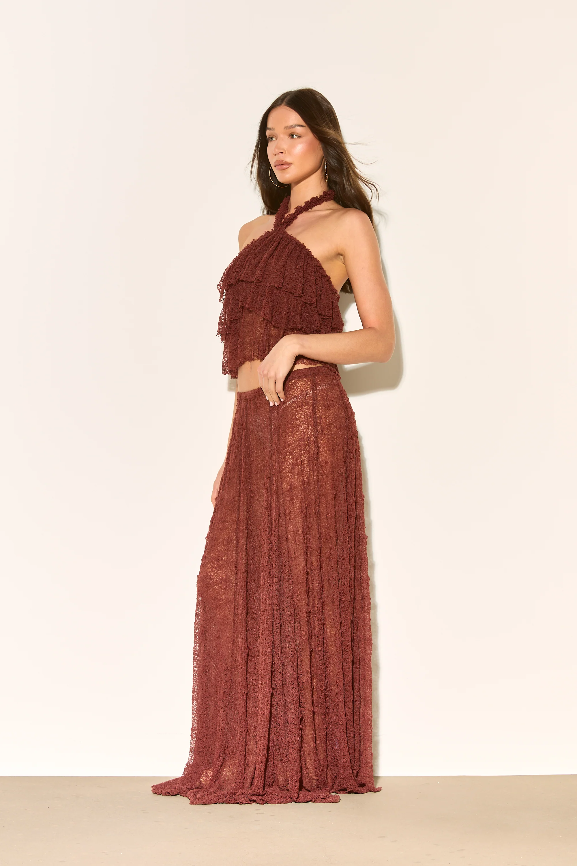 YASMINA Brown Lace Skirt - Image 3