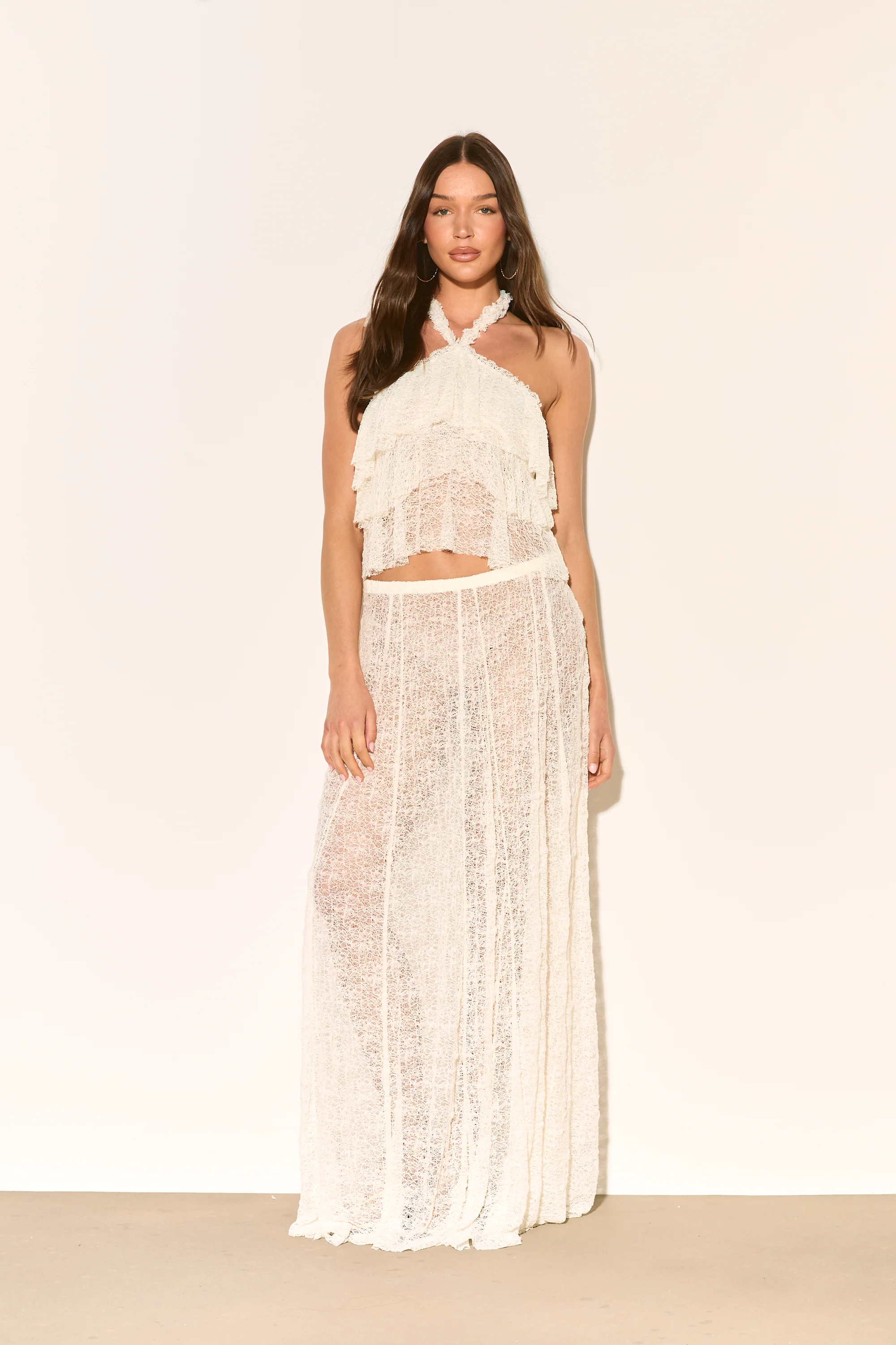 YASMINA Cream Lace Skirt - Image 2